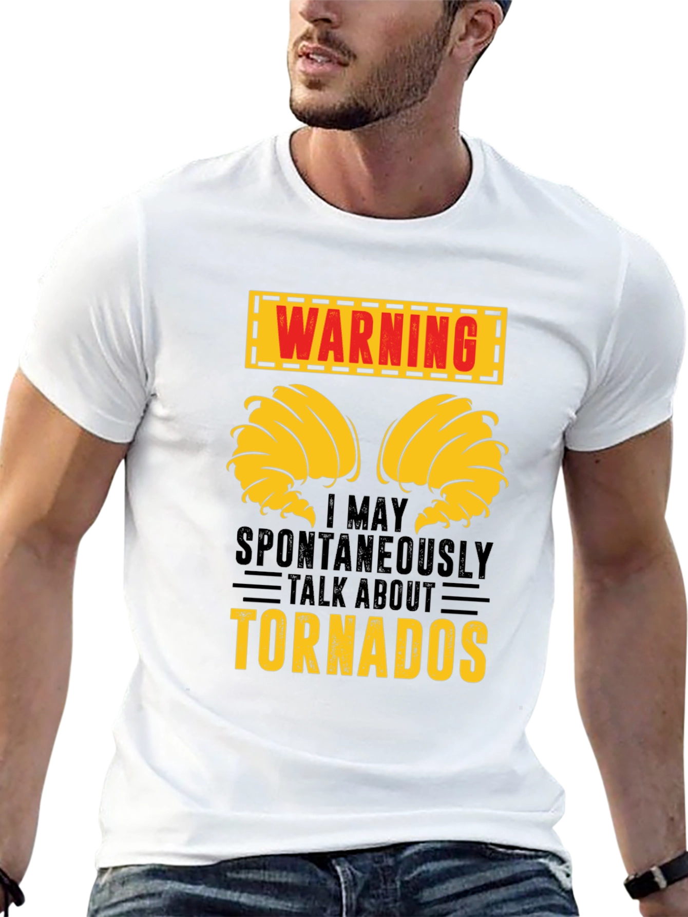 Warning! May Talk About Tornadoes Funny Graphic T-Shirt