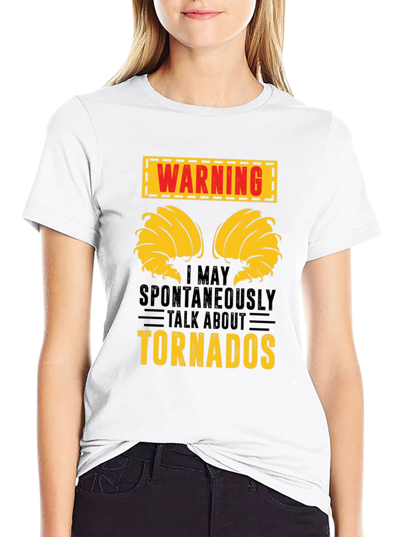 Warning! May Talk About Tornadoes Funny Graphic T-Shirt