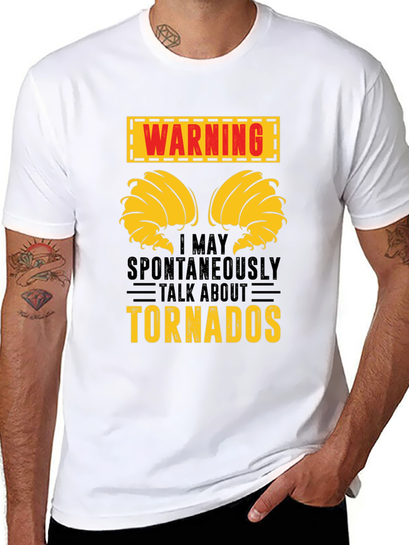 Warning! May Talk About Tornadoes Funny Graphic T-Shirt