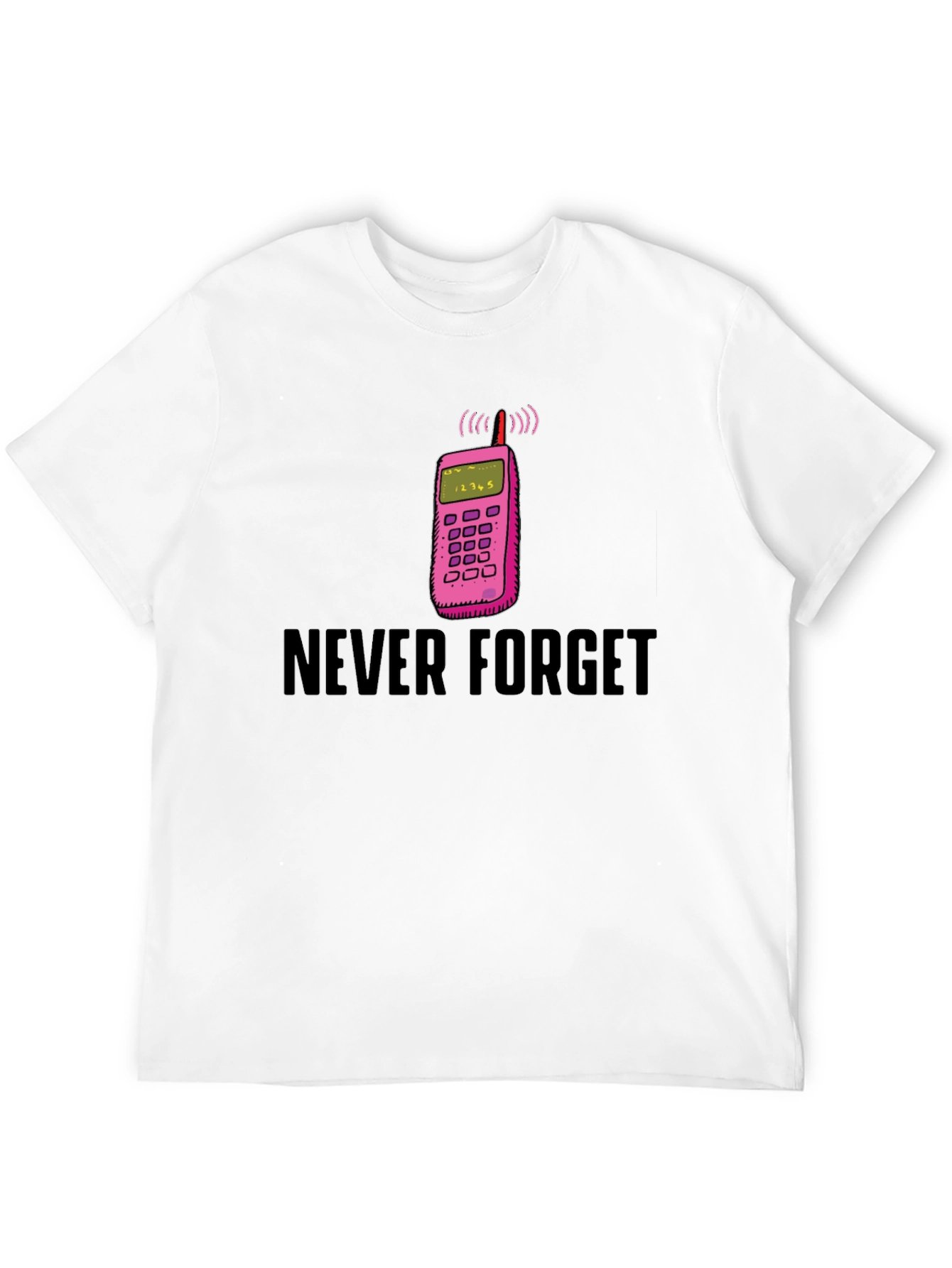 Never Forget Retro Cell Phone Black T-Shirt