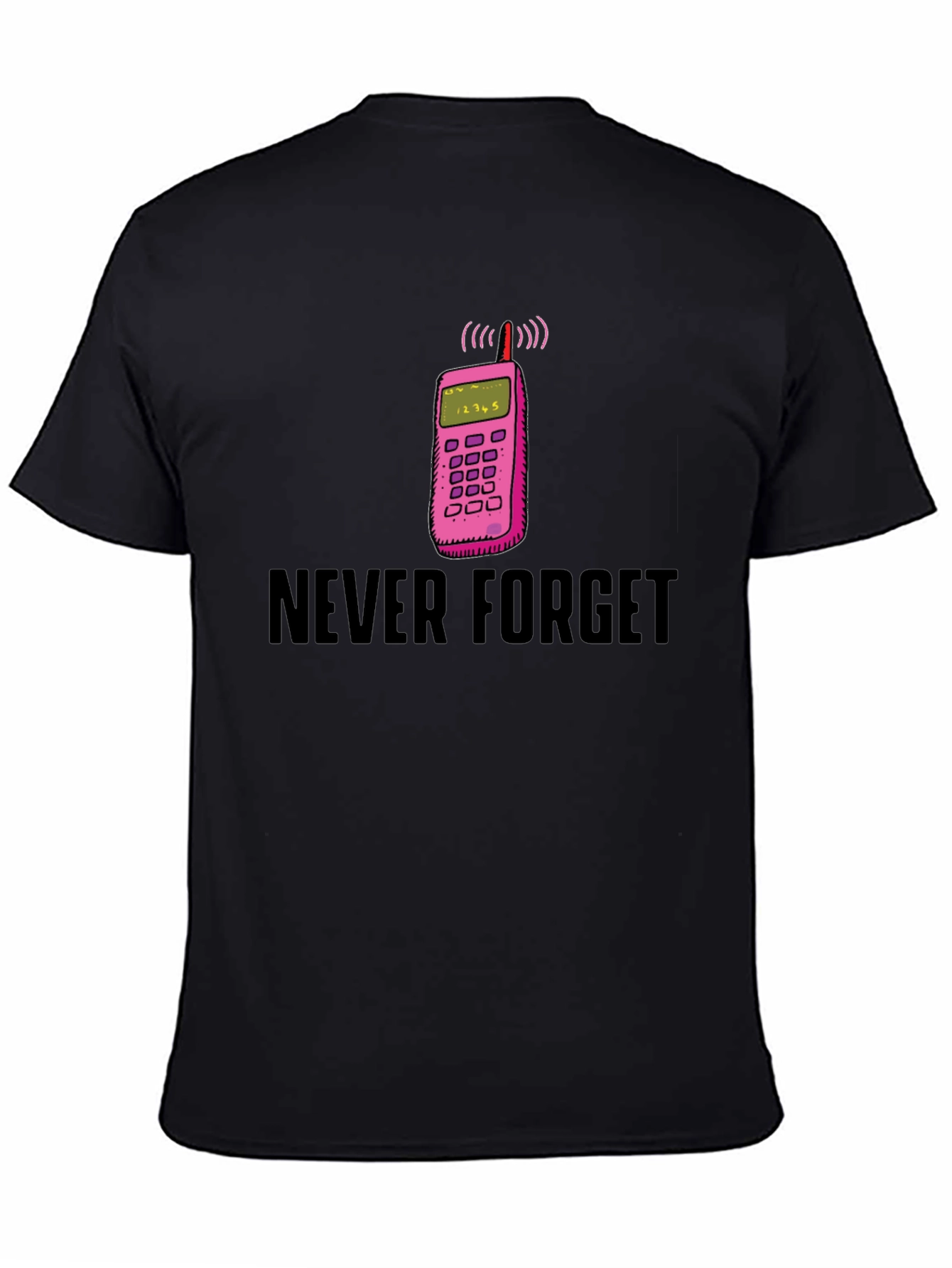 Never Forget Retro Cell Phone Black T-Shirt