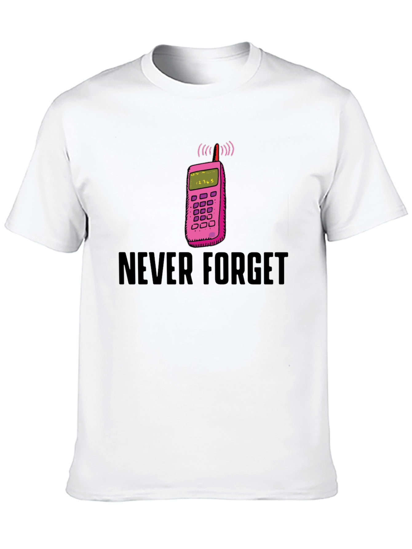Never Forget Retro Cell Phone Black T-Shirt