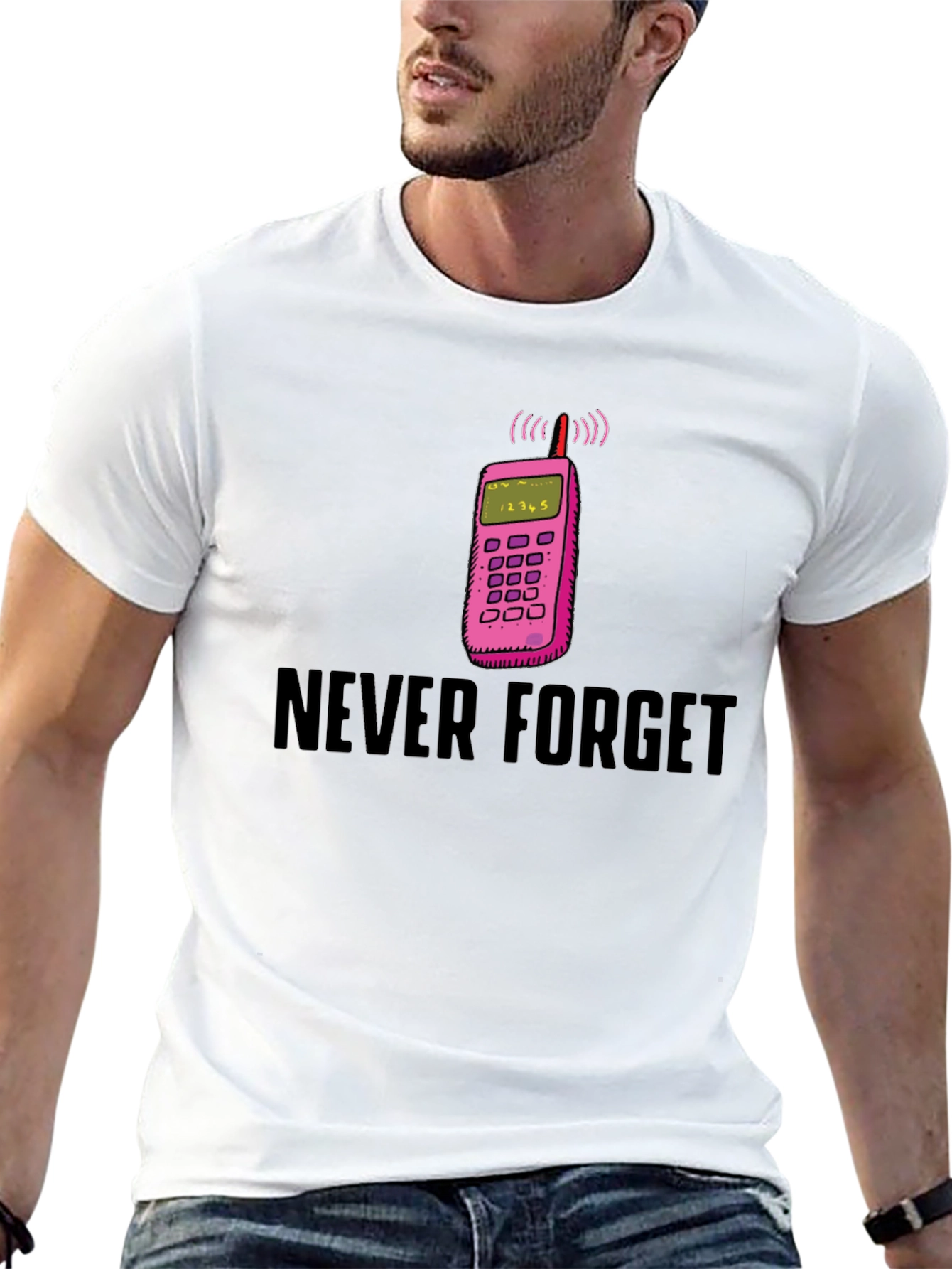 Never Forget Retro Cell Phone Black T-Shirt