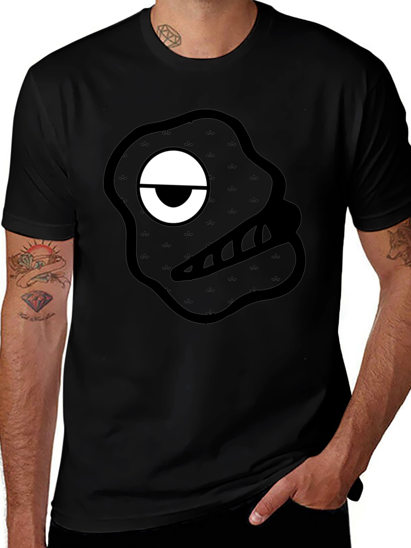 Monster Graphic Print Black T-Shirt