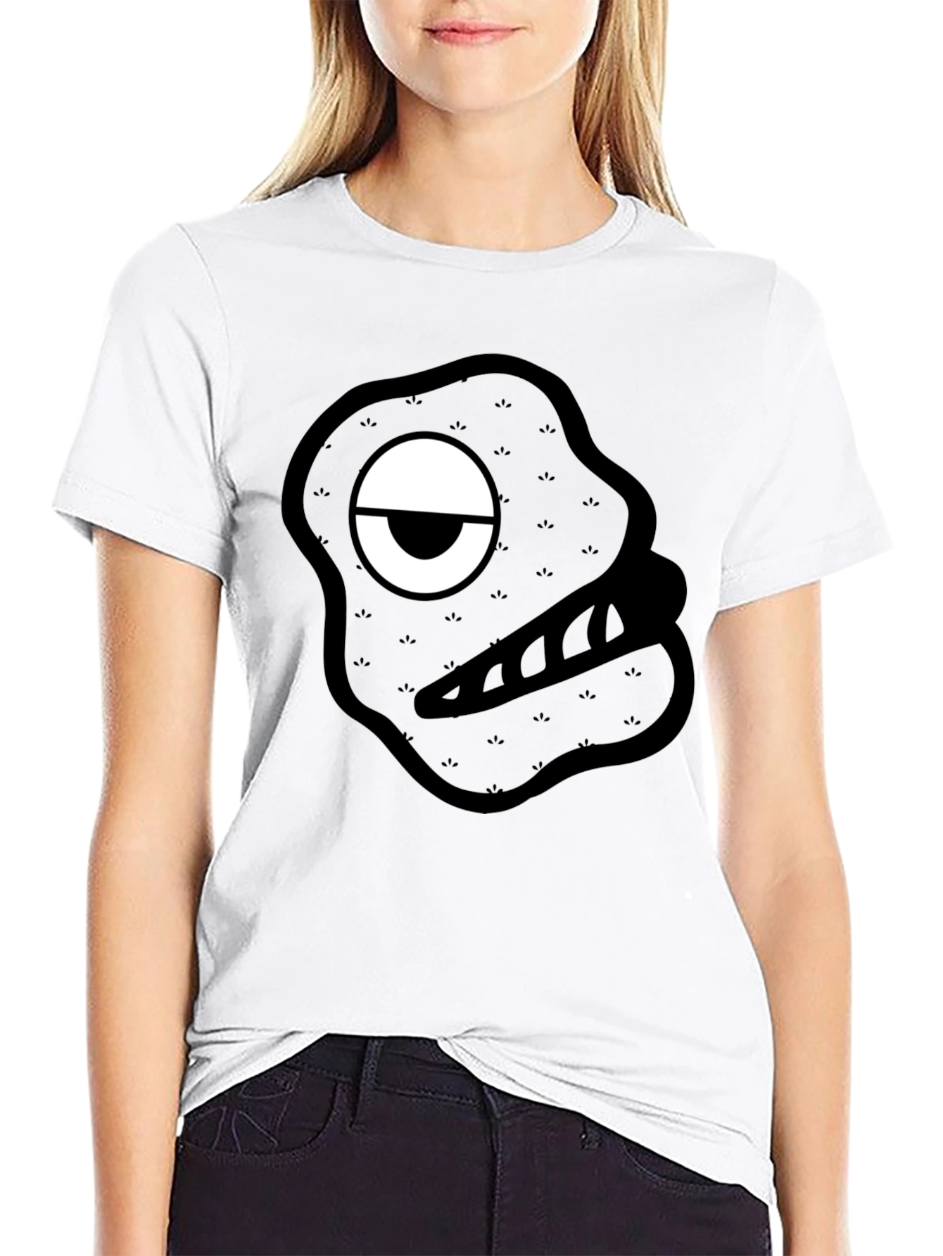 Monster Graphic Print Black T-Shirt