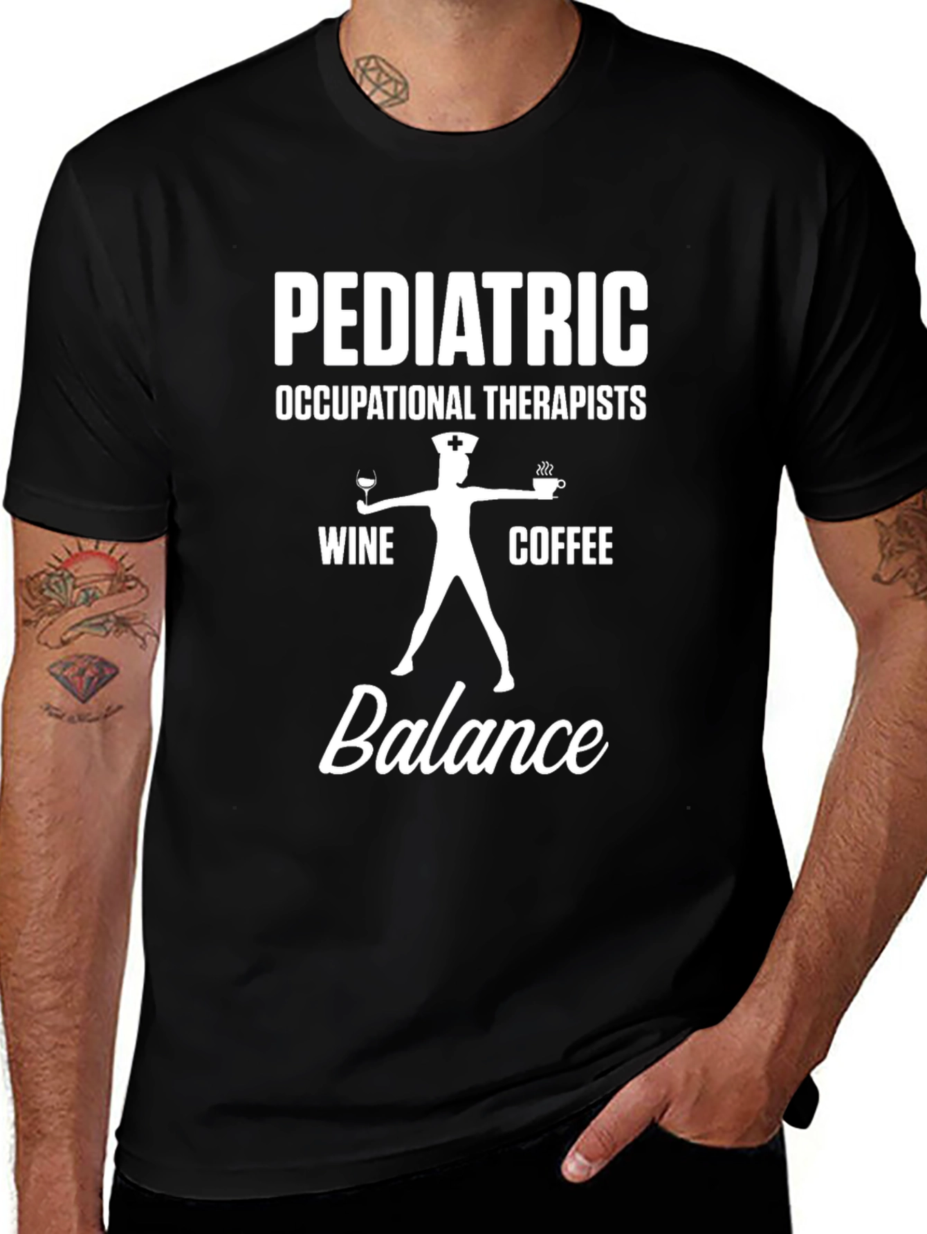 Pediatric Occupational Therapist Wine Coffee Balance T-Shirt
