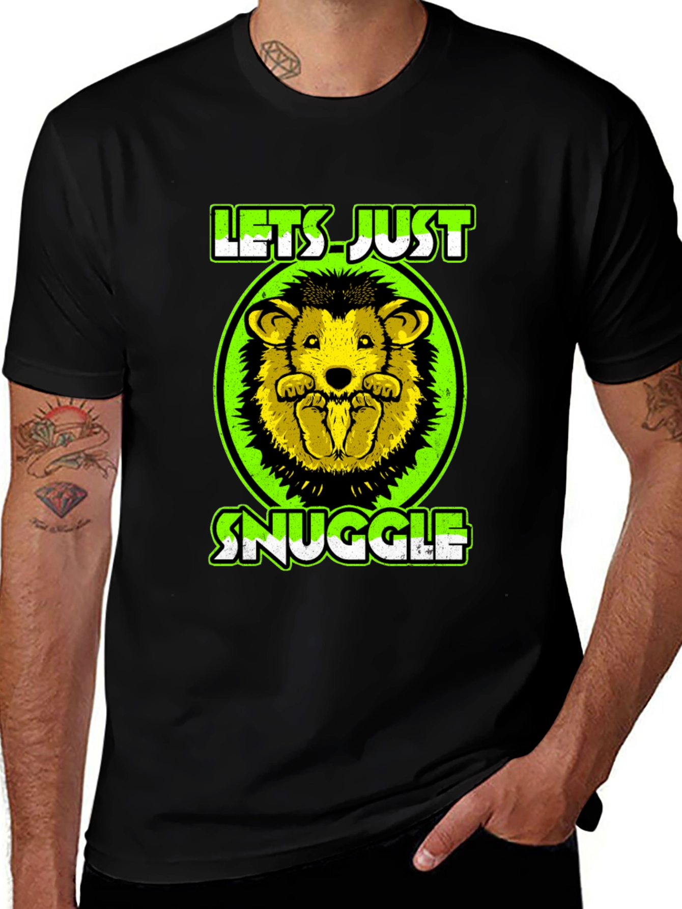 Cute Hedgehog Lets Just Snuggle Graphic Tee