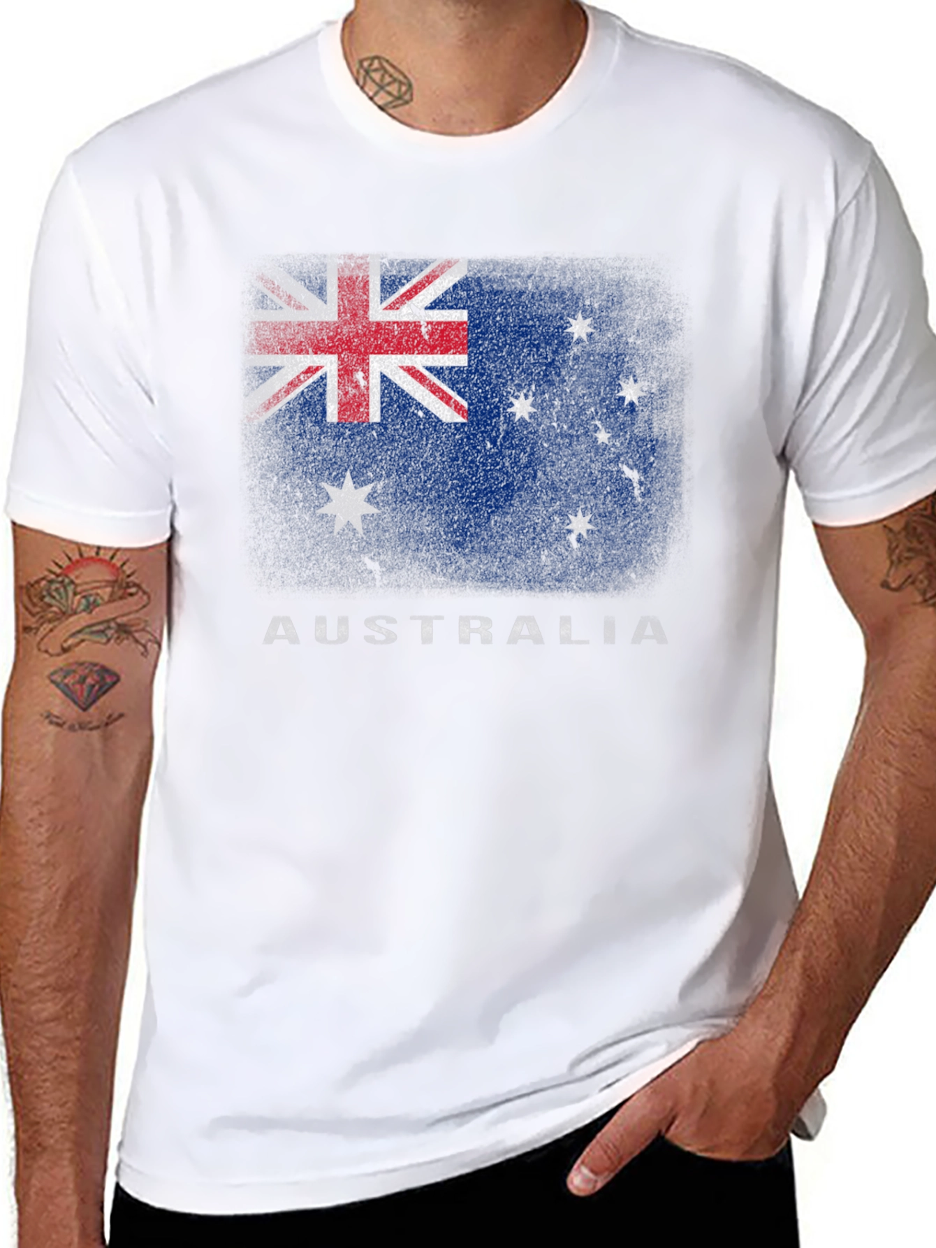 Australia Flag Graphic Print Black T-Shirt
