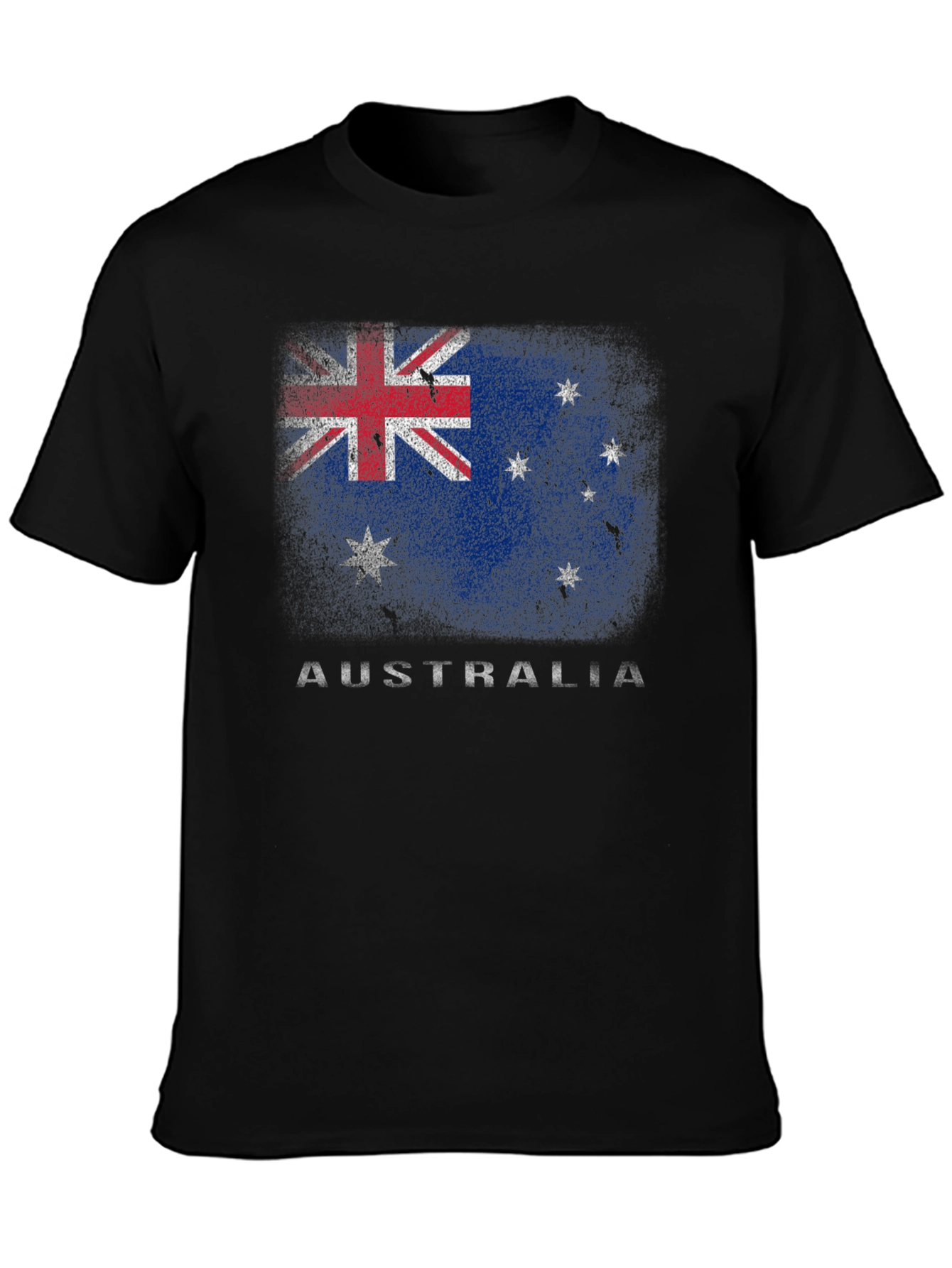 Australia Flag Graphic Print Black T-Shirt