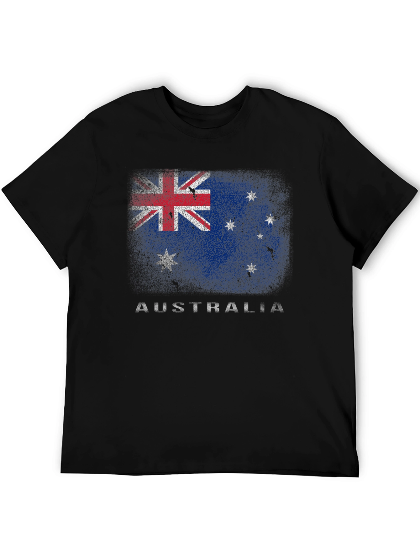 Australia Flag Graphic Print Black T-Shirt