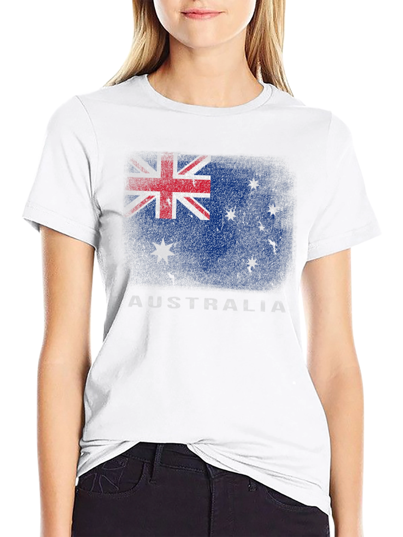 Australia Flag Graphic Print Black T-Shirt