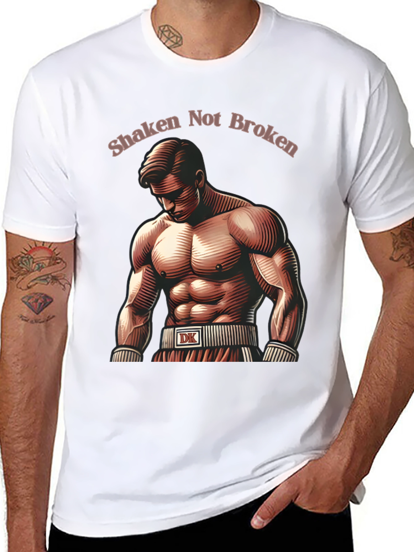 Shaken Not Broken Boxer Graphic T-Shirt