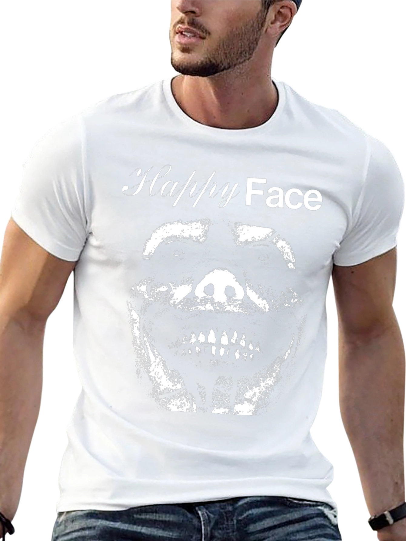 Happy Face Graphic Tee - Black T-Shirt