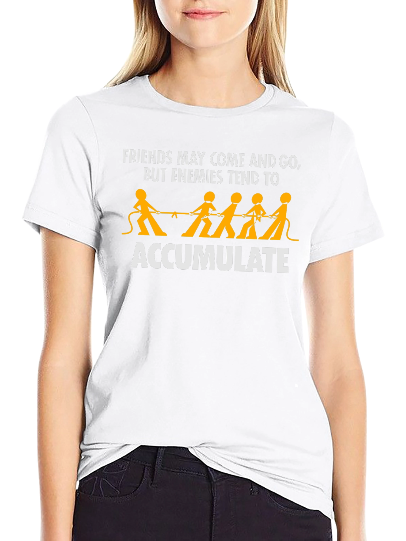 Funny Friends vs. Enemies Black Graphic T-Shirt