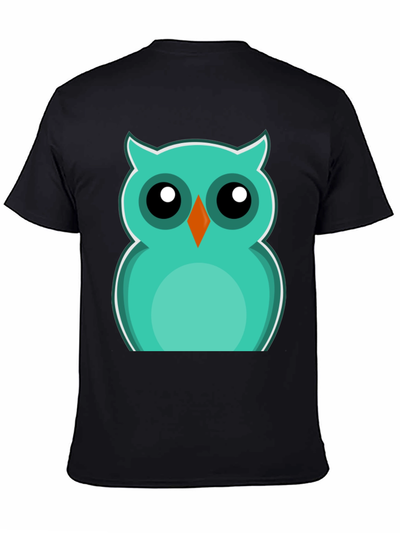 Cute Cartoon Owl Graphic Tee - Black