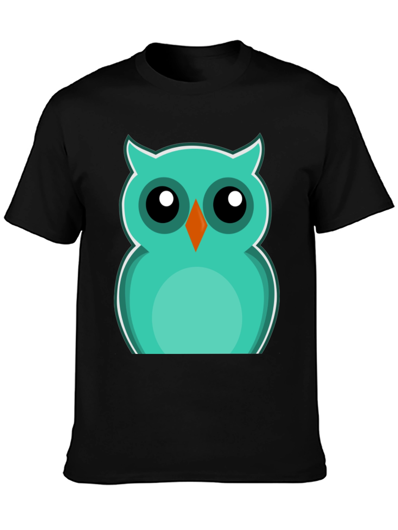Cute Cartoon Owl Graphic Tee - Black