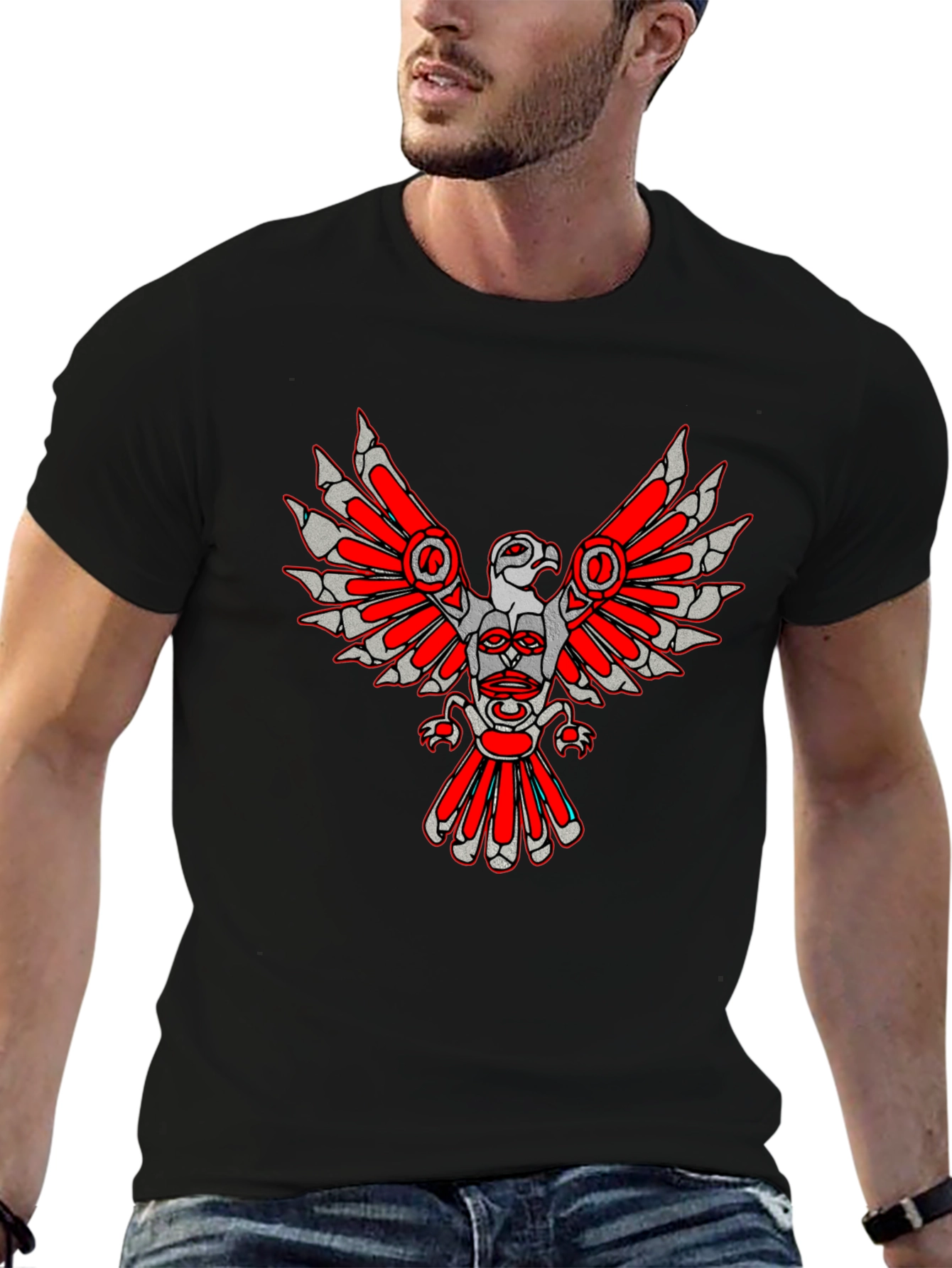 Tribal Eagle Graphic Tee - Black
