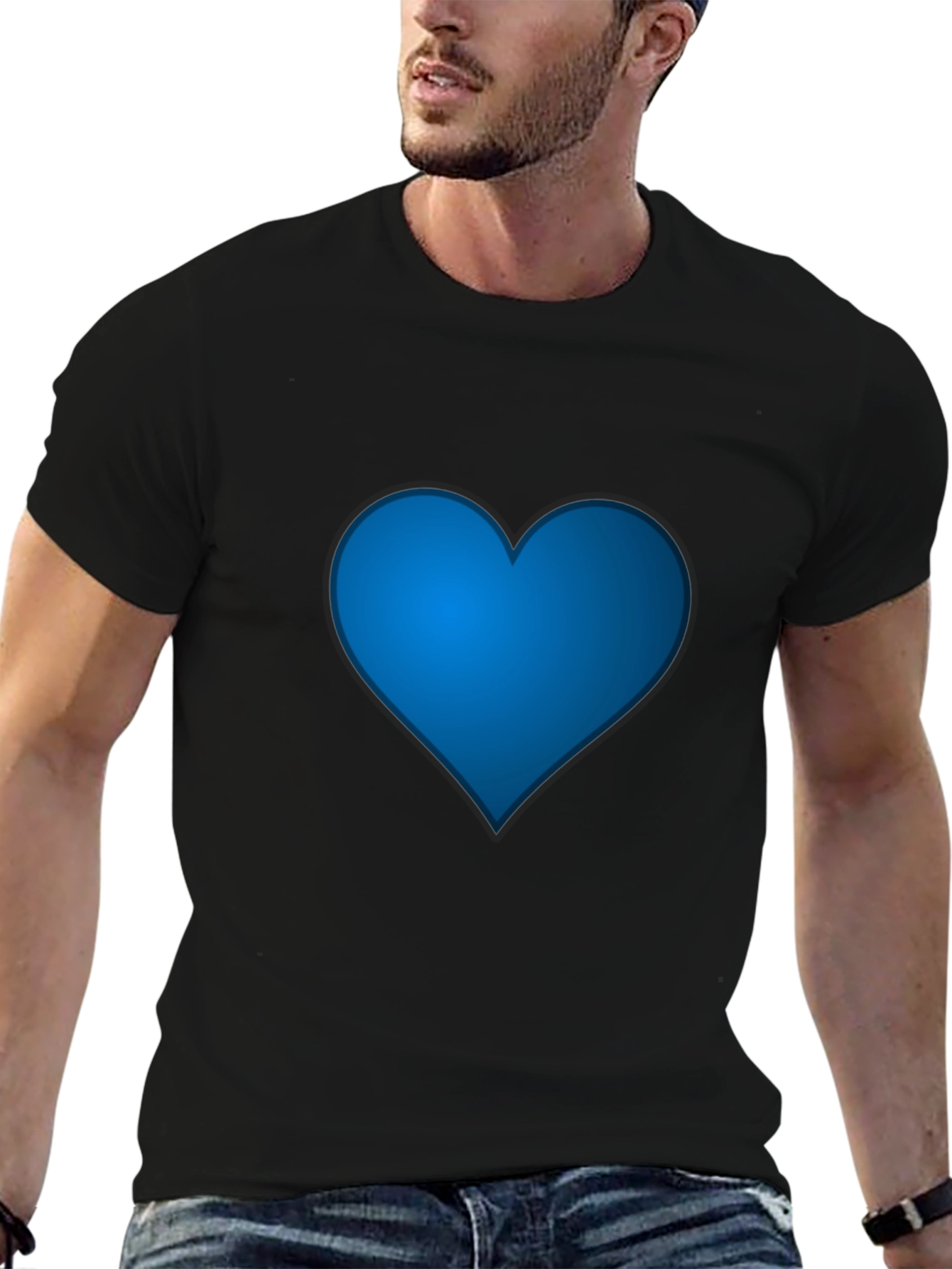 Heart Graphic Black T-Shirt - Stylish & Casual