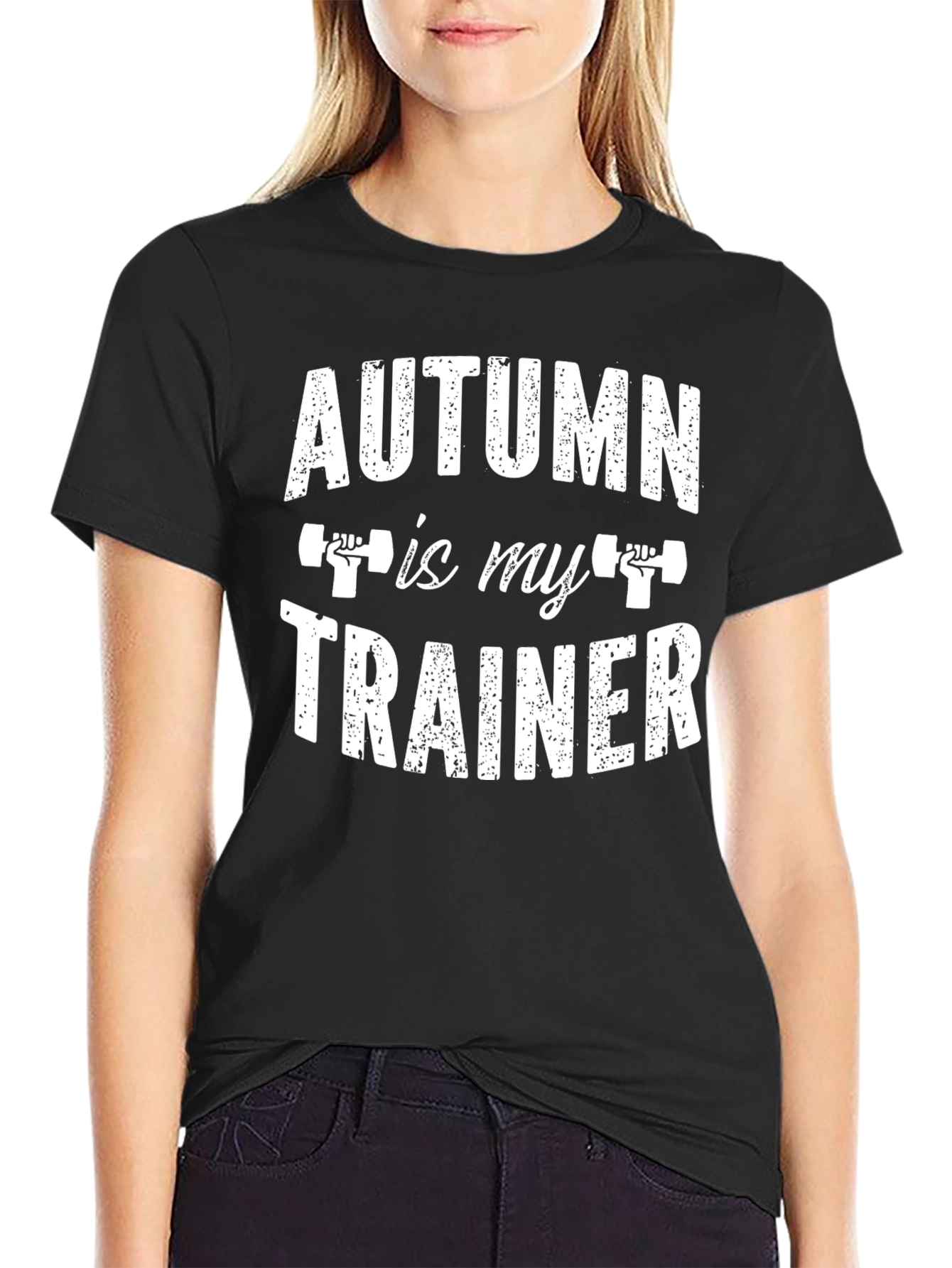 Autumn is My Trainer - Black Graphic T-Shirt