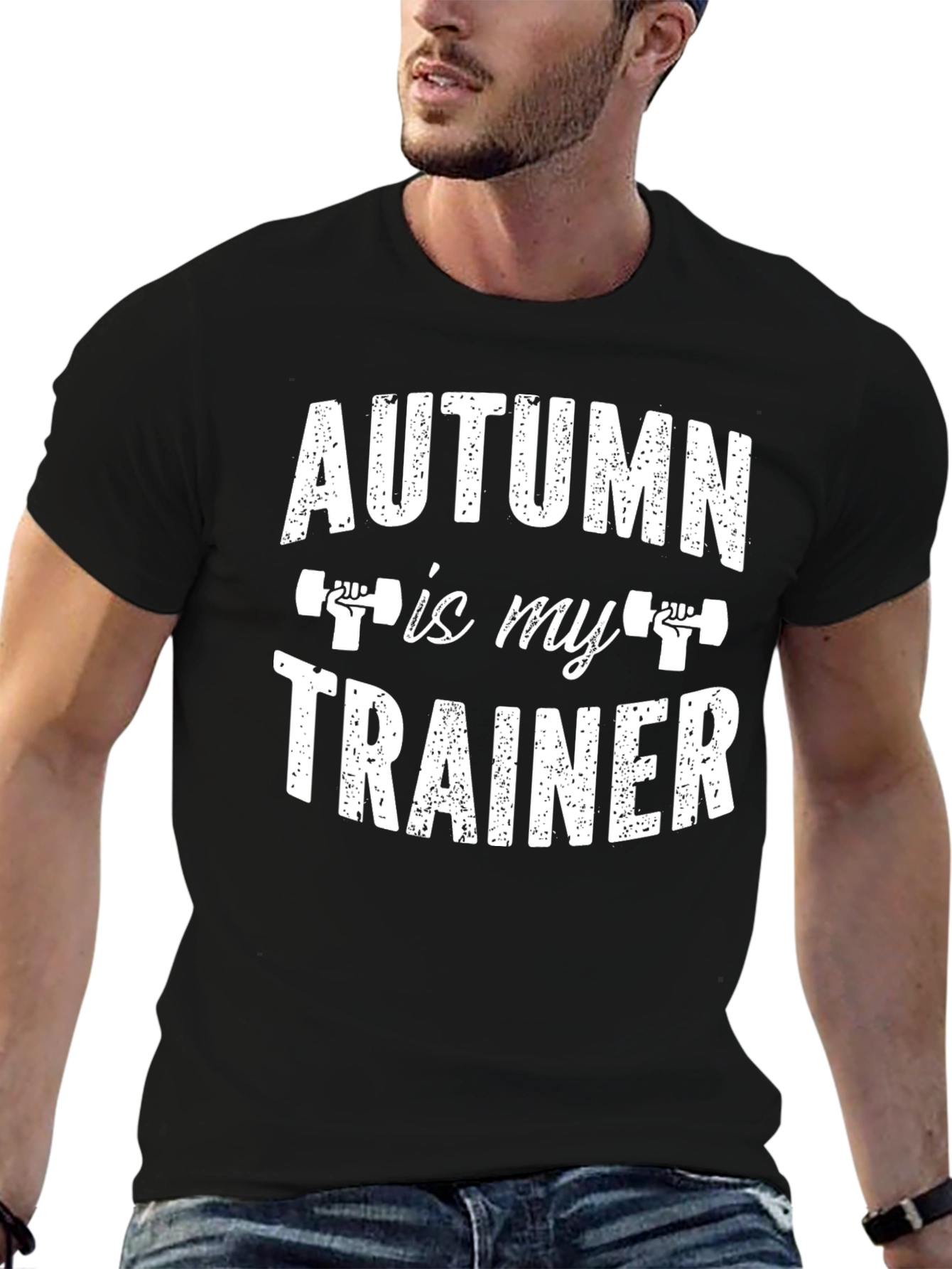 Autumn is My Trainer - Black Graphic T-Shirt