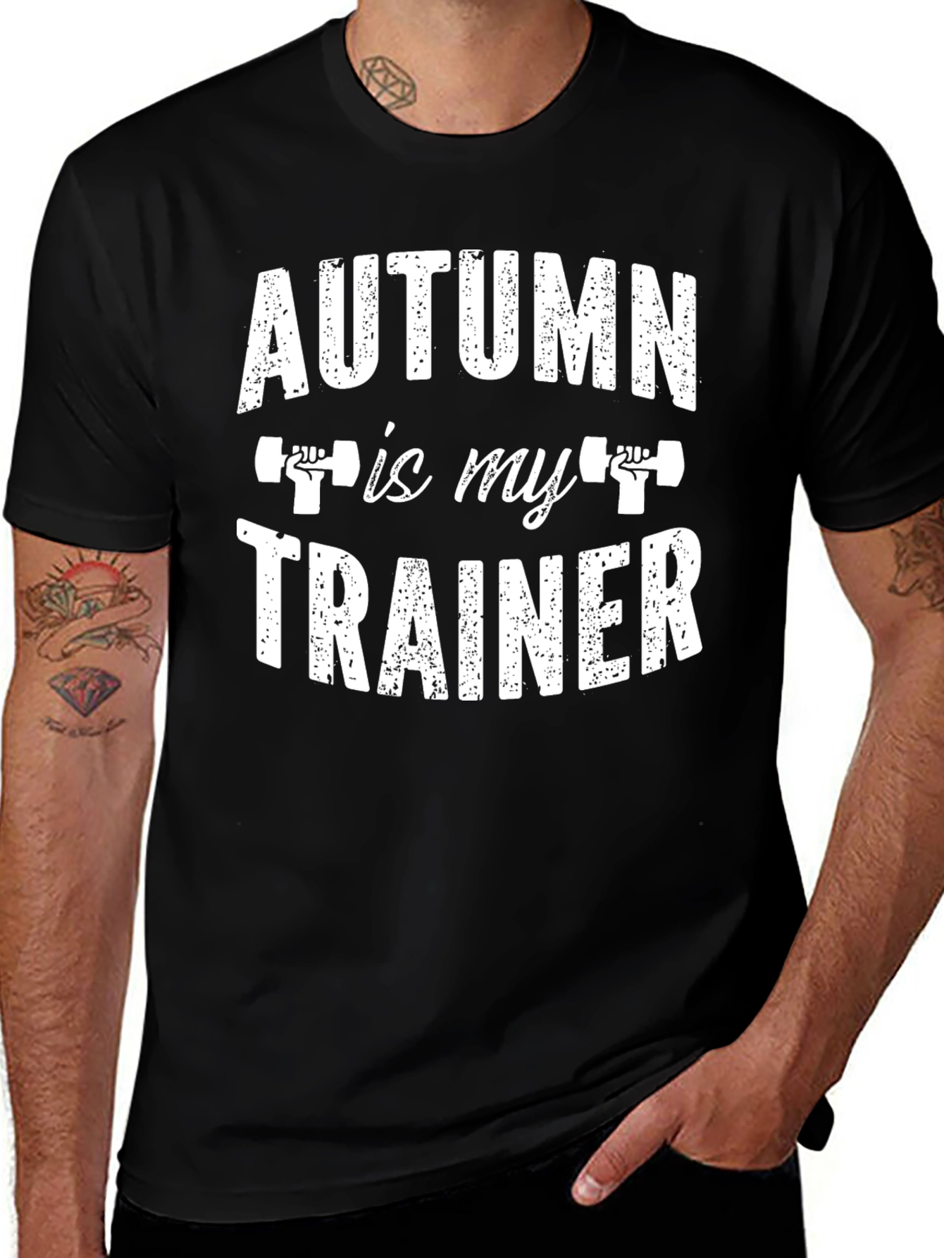 Autumn is My Trainer - Black Graphic T-Shirt