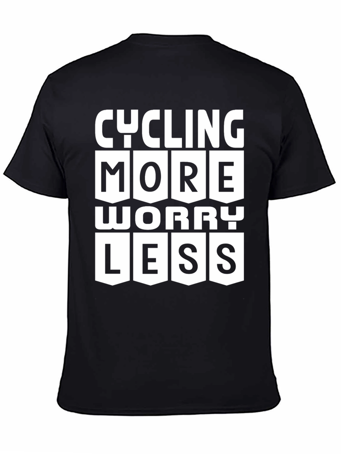 Cycling More Worry Less Black T-Shirt