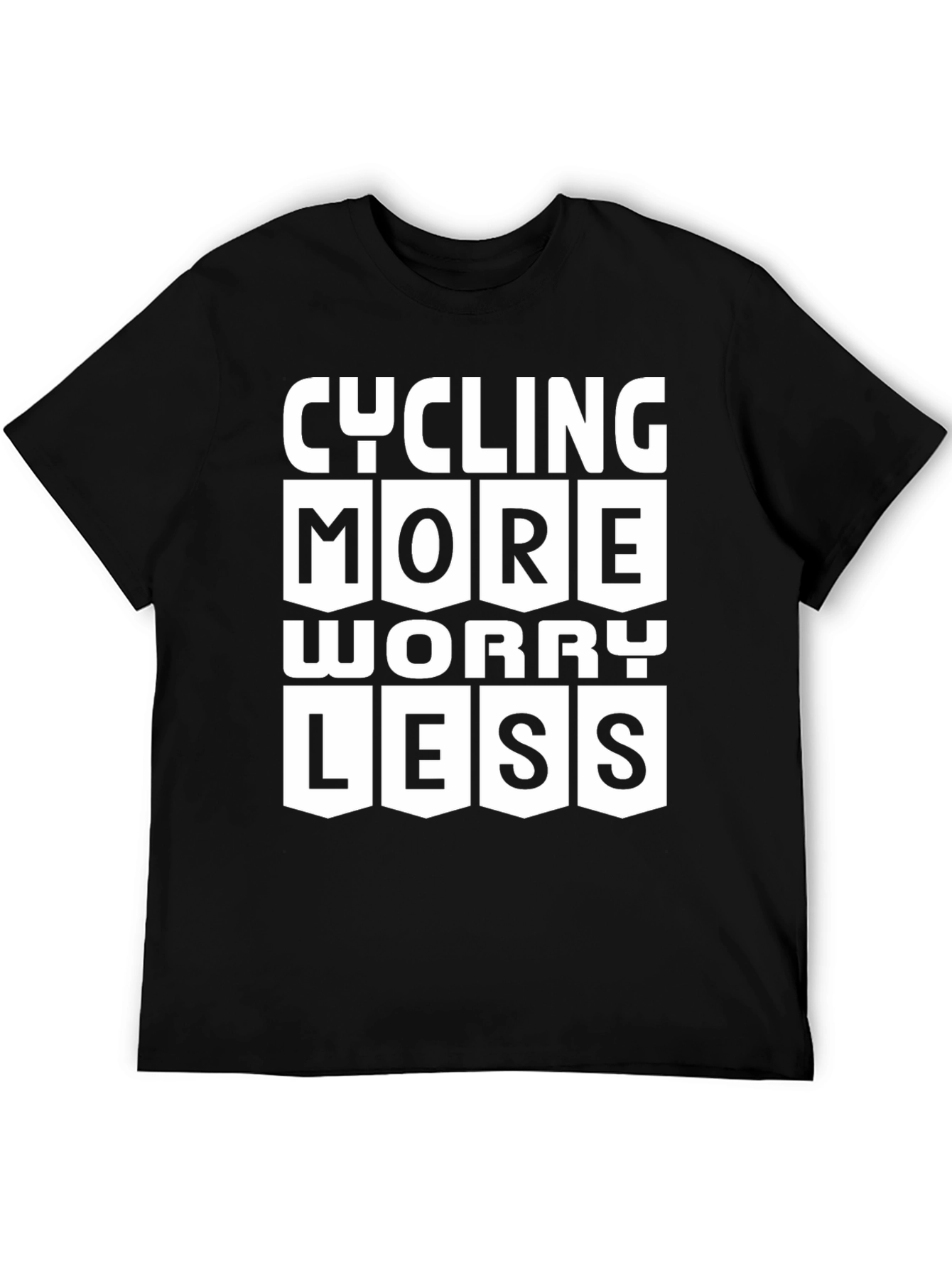 Cycling More Worry Less Black T-Shirt