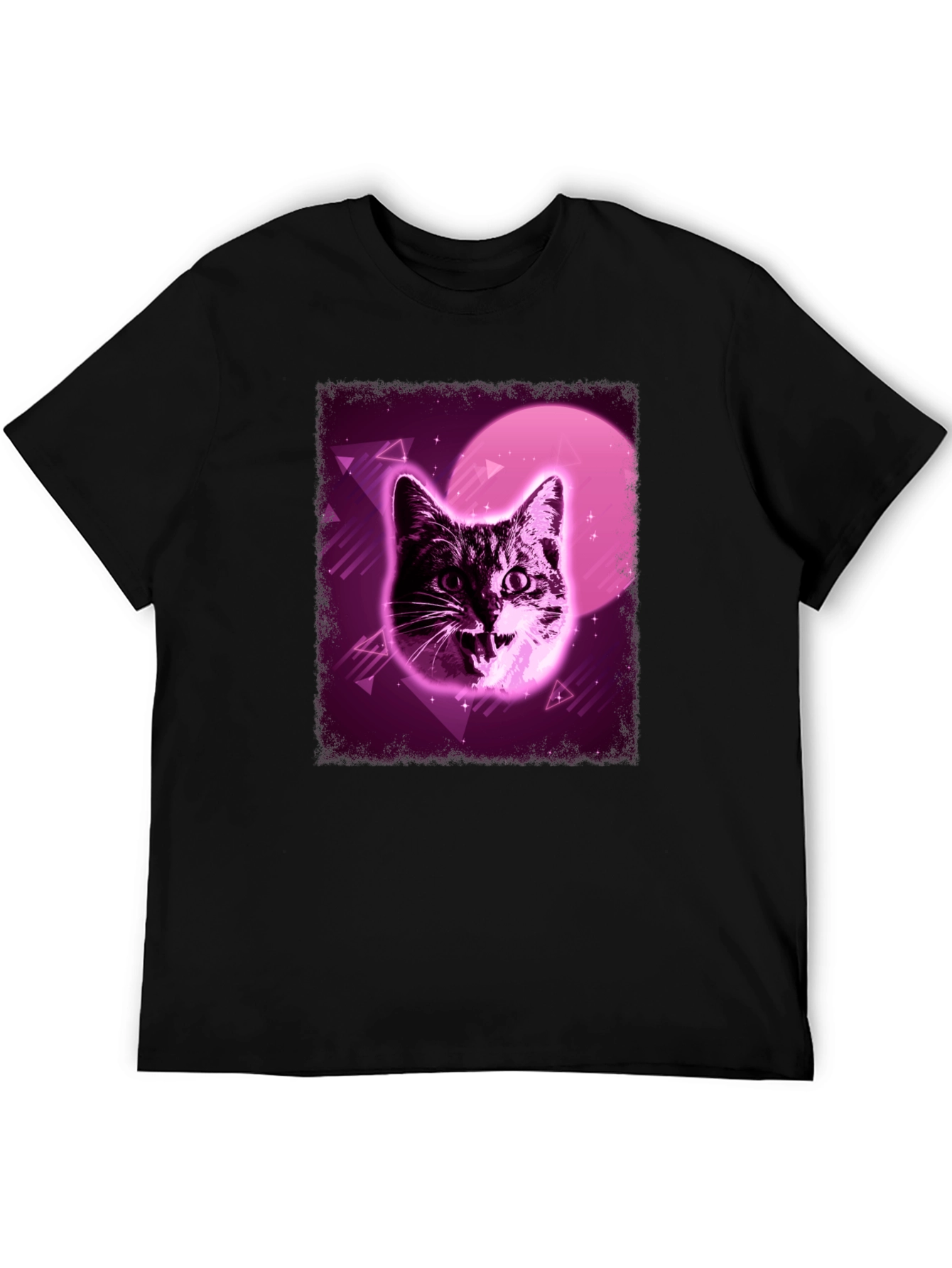Retro Cat Graphic Tee - Vaporwave Style