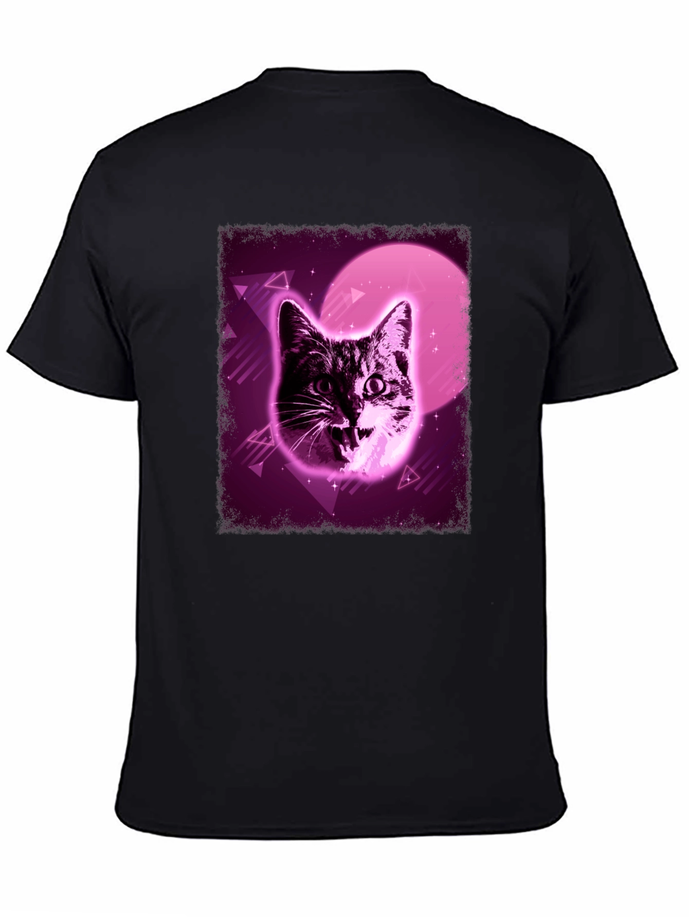 Retro Cat Graphic Tee - Vaporwave Style