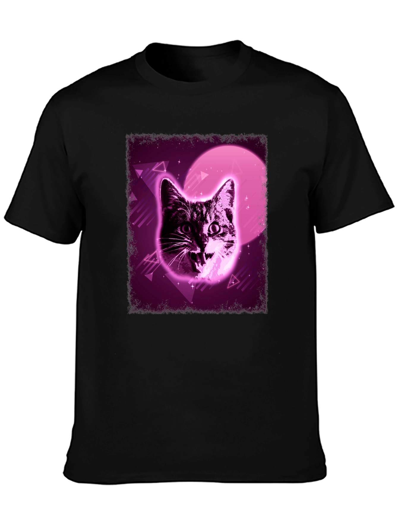 Retro Cat Graphic Tee - Vaporwave Style