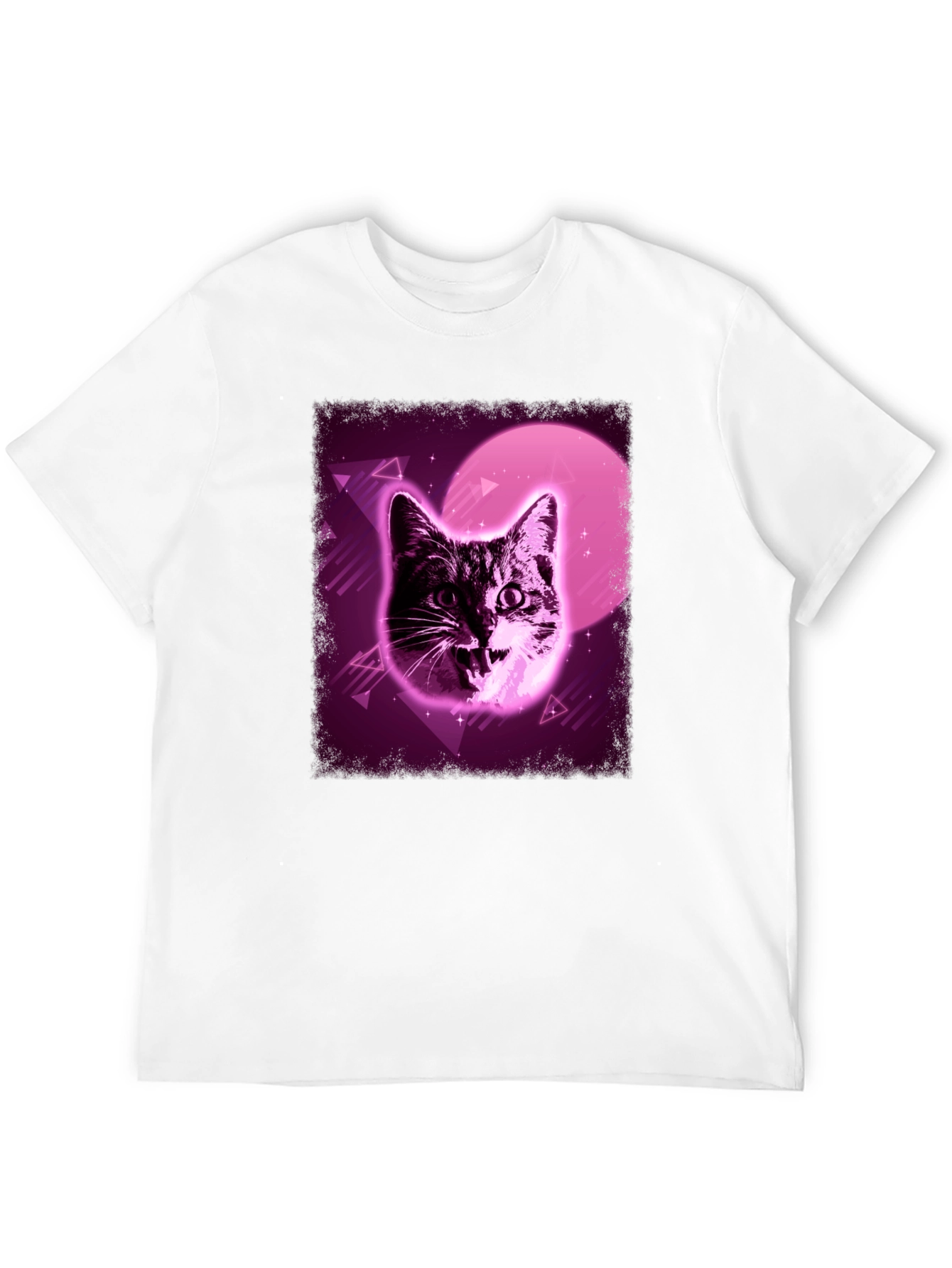 Retro Cat Graphic Tee - Vaporwave Style