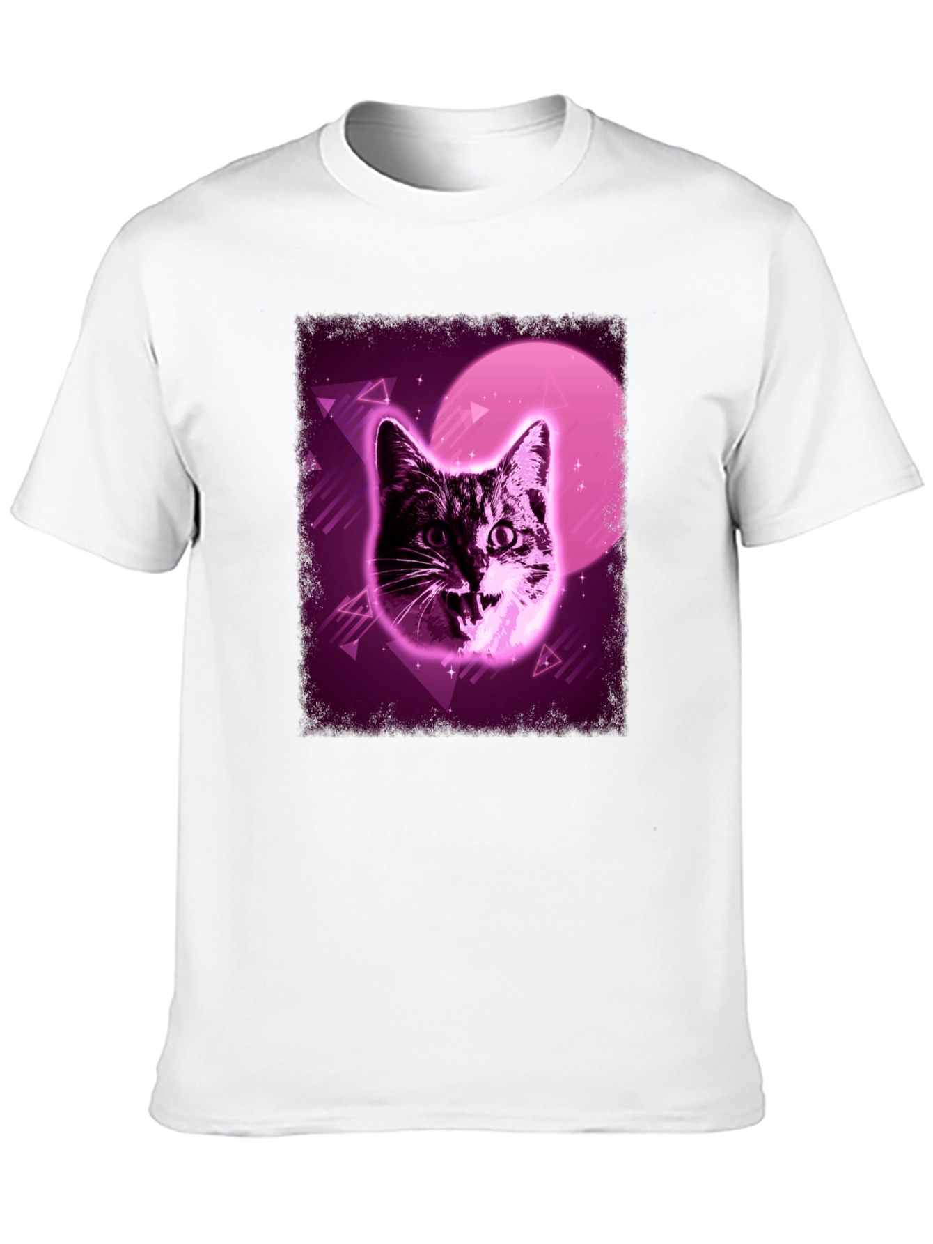 Retro Cat Graphic Tee - Vaporwave Style