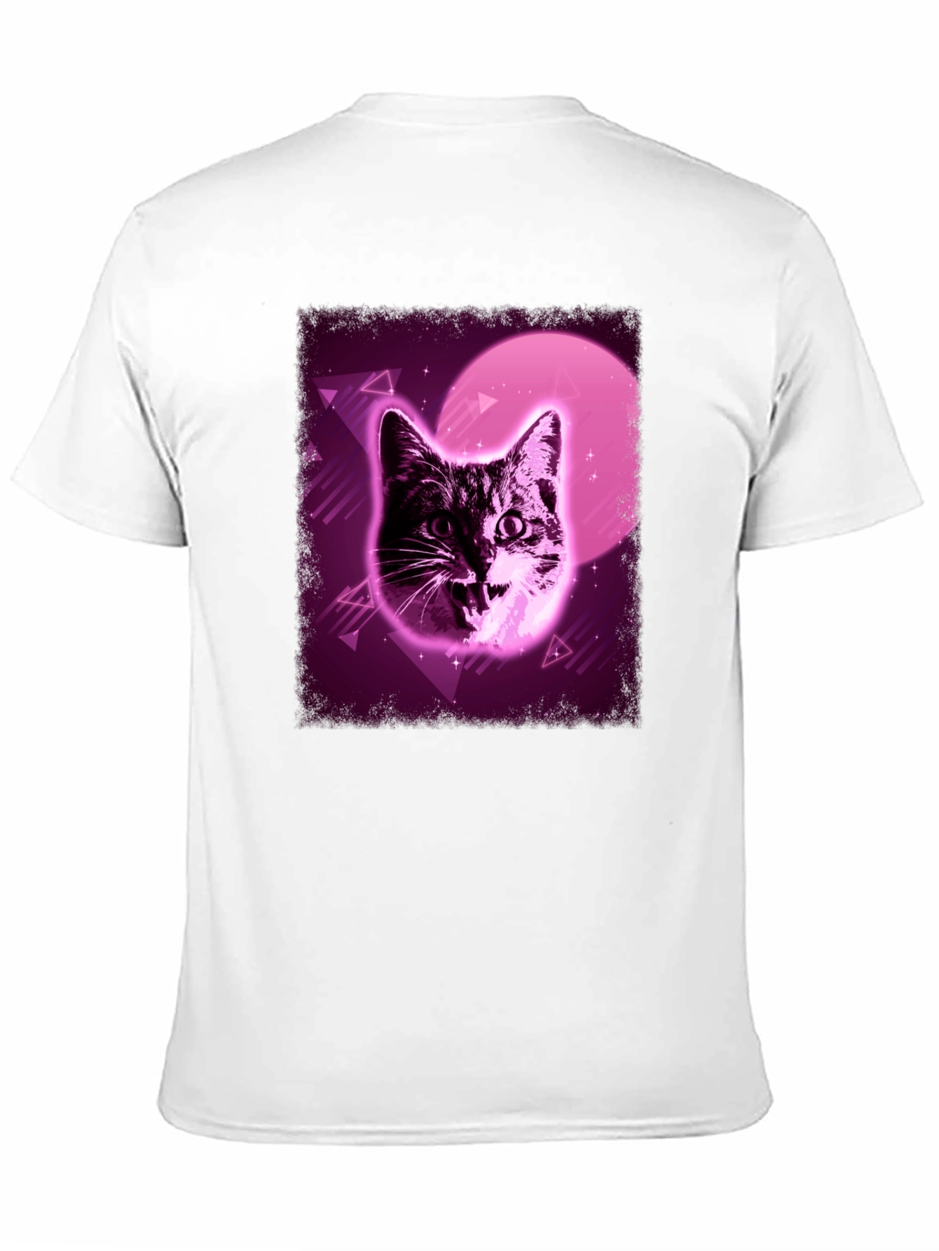 Retro Cat Graphic Tee - Vaporwave Style