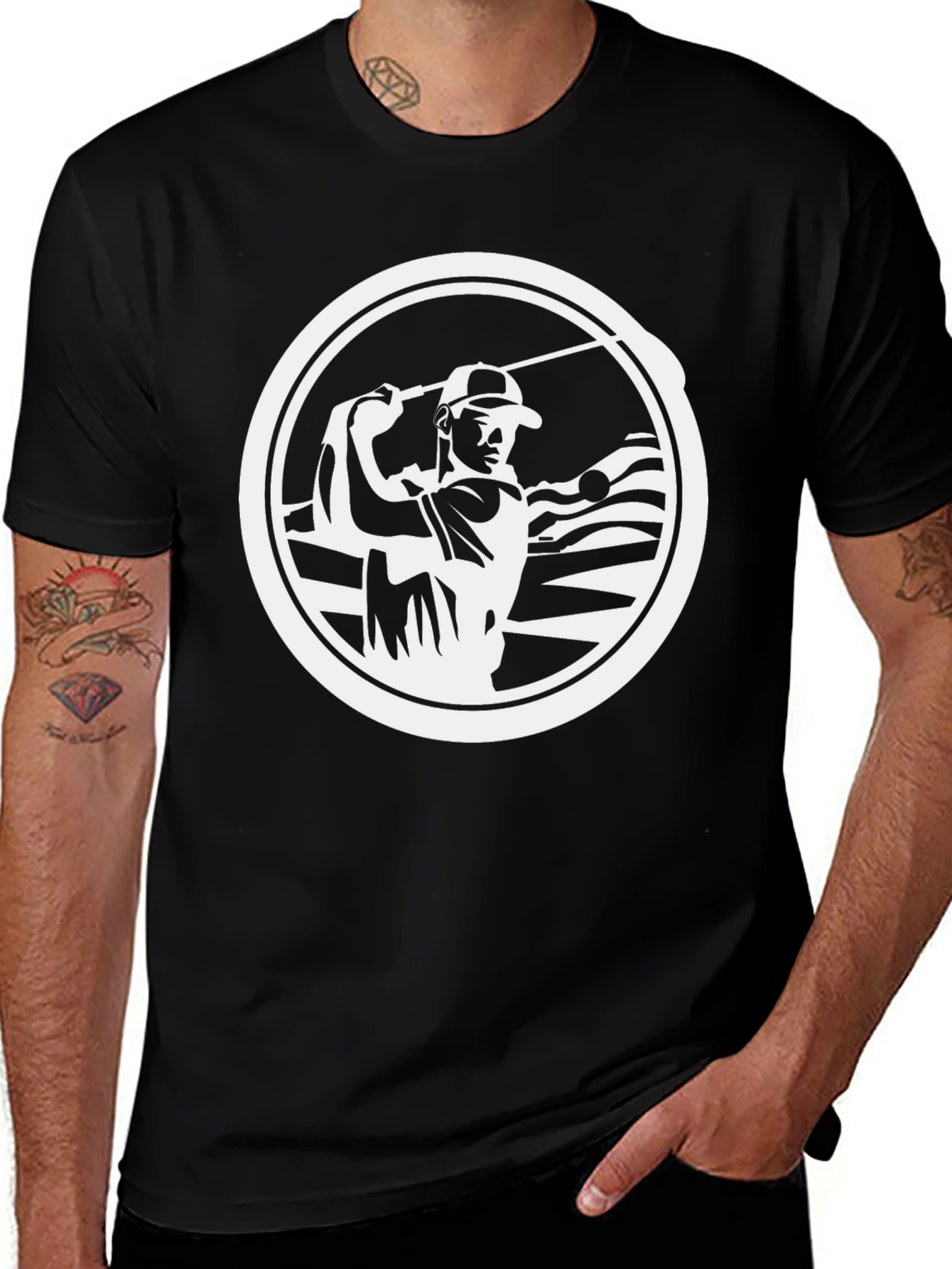 Golf Player Graphic T-Shirt - Stylish Black Tee