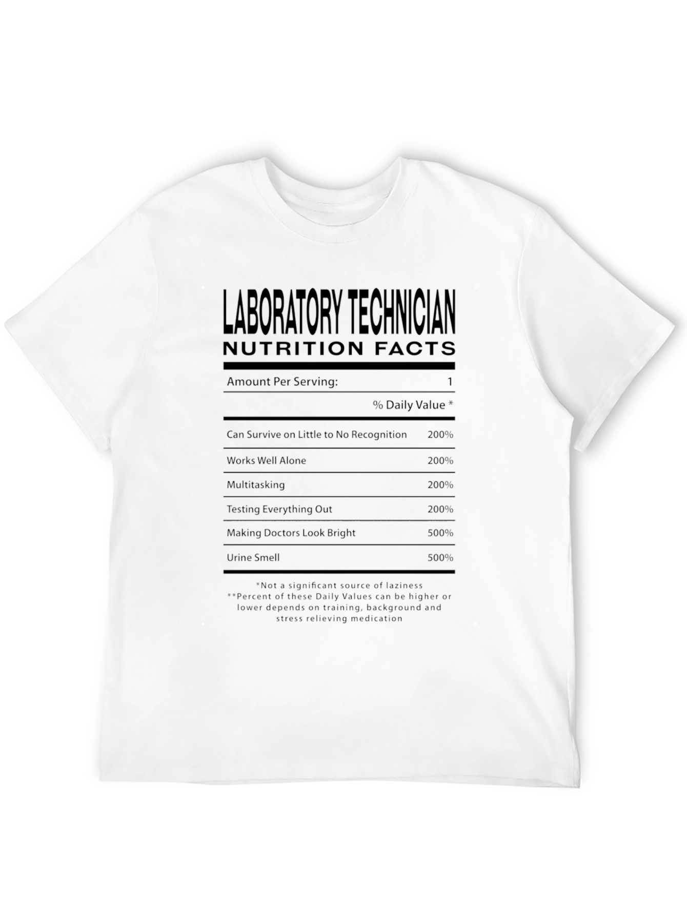 Laboratory Technician Nutrition Facts T-Shirt