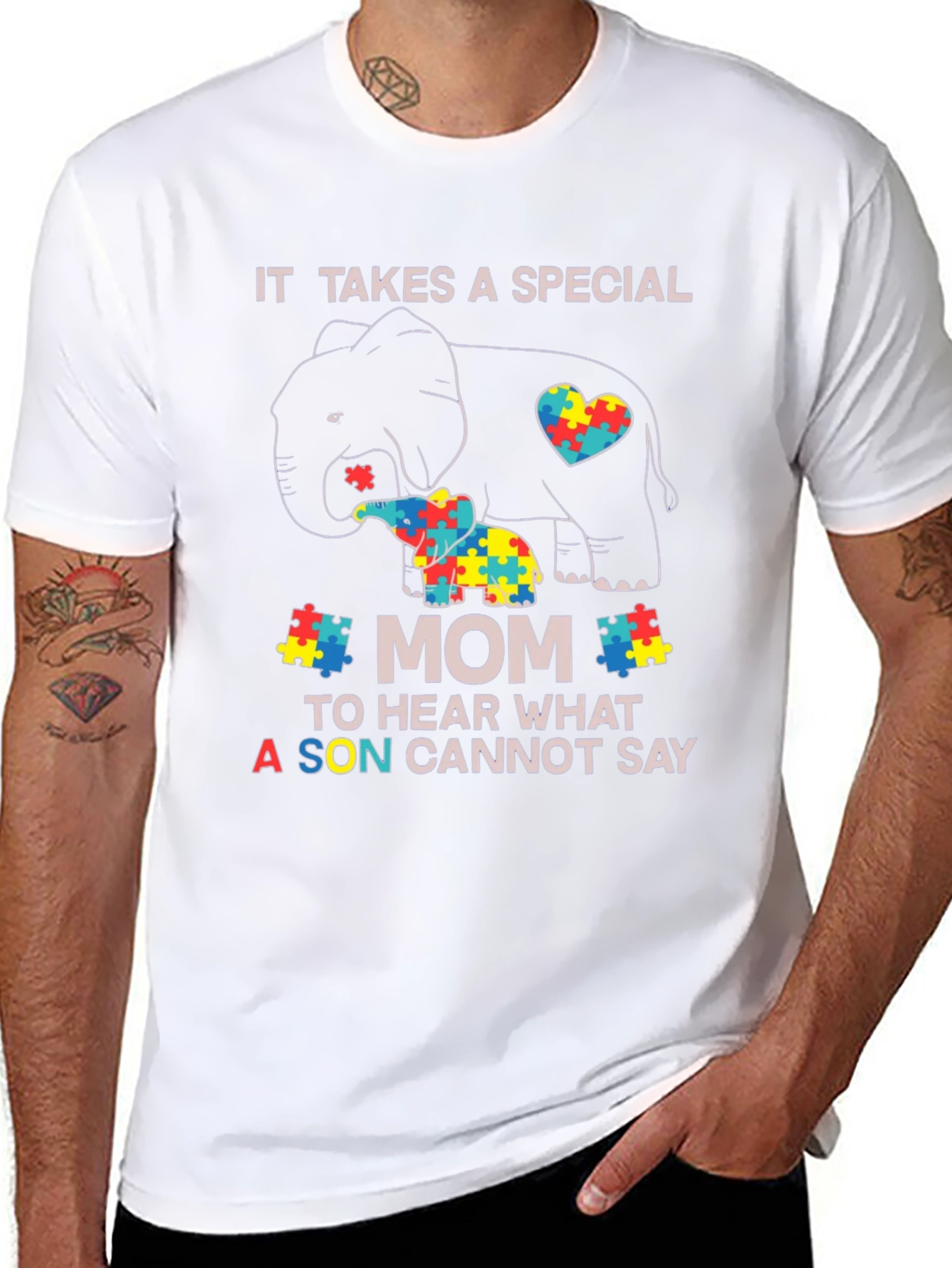 Autism Awareness Elephant Mom T-Shirt