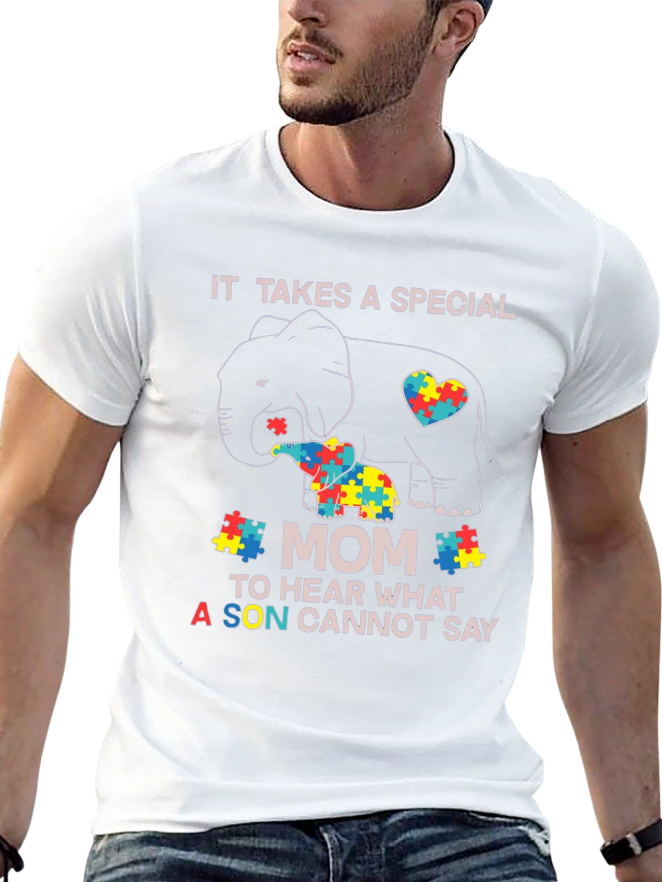 Autism Awareness Elephant Mom T-Shirt