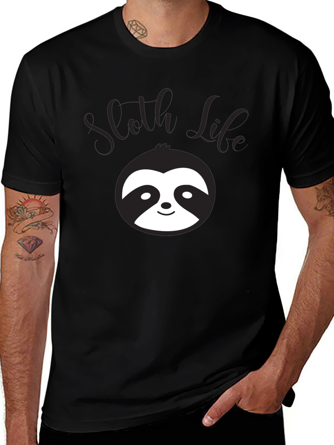 Sloth Life Graphic T-Shirt - Black