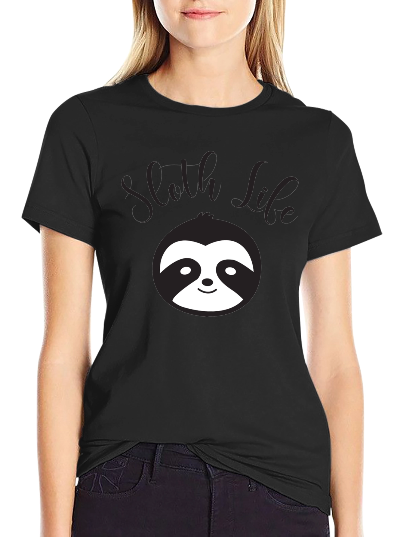 Sloth Life Graphic T-Shirt - Black