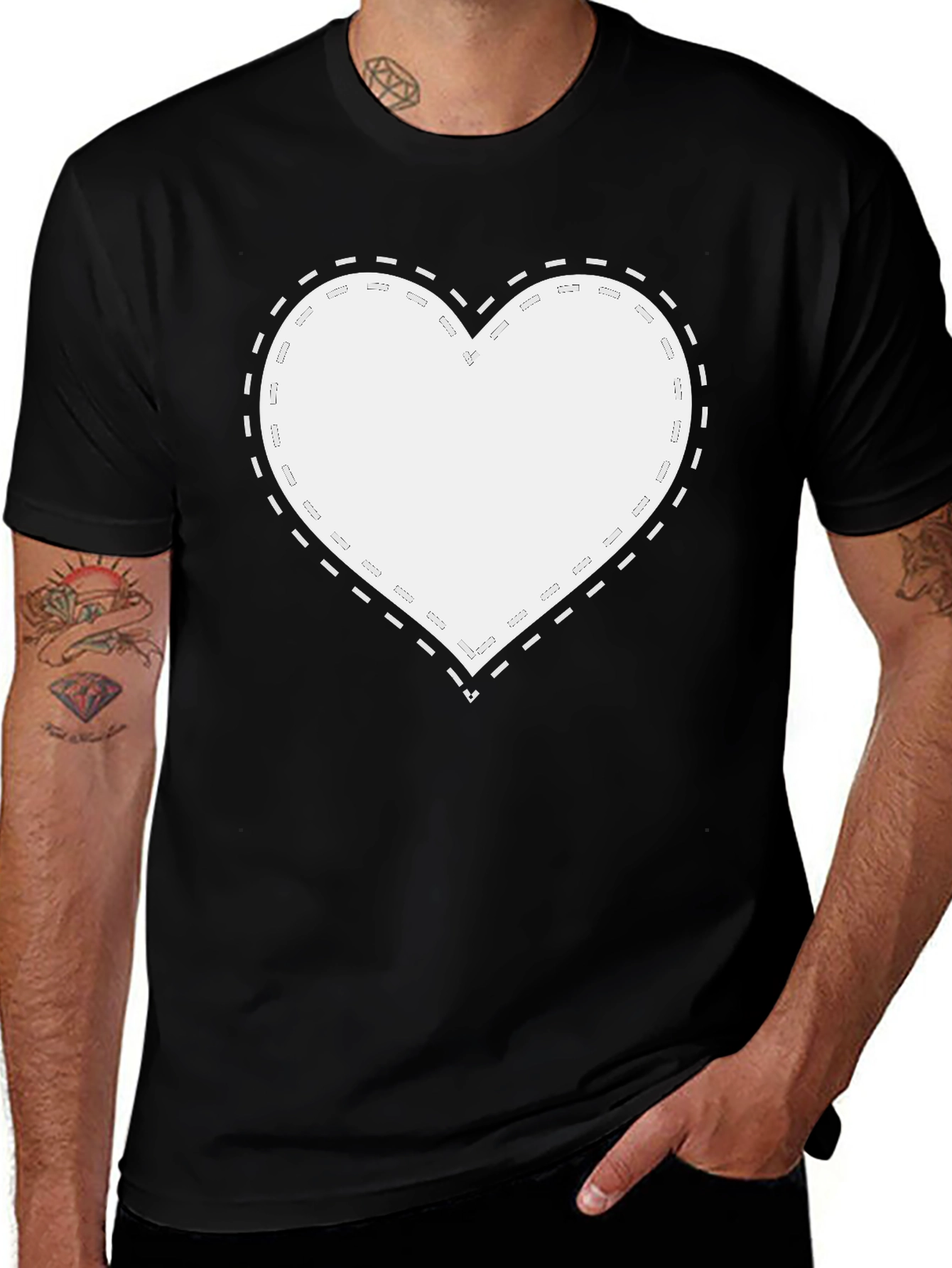Heart Patch Black Tee - Stylish Mens Casual Wear