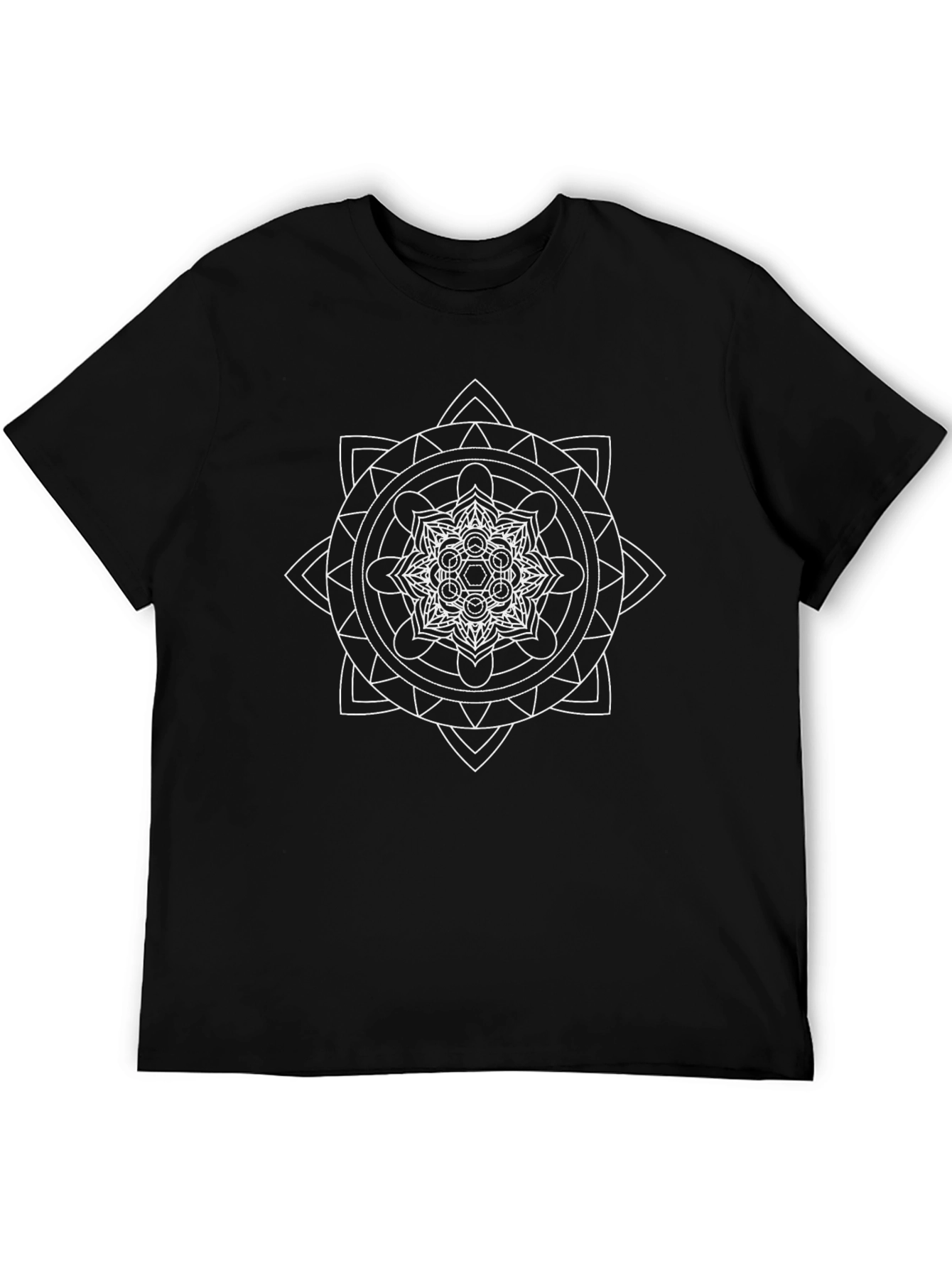 Geometric Mandala Graphic T-Shirt - Black