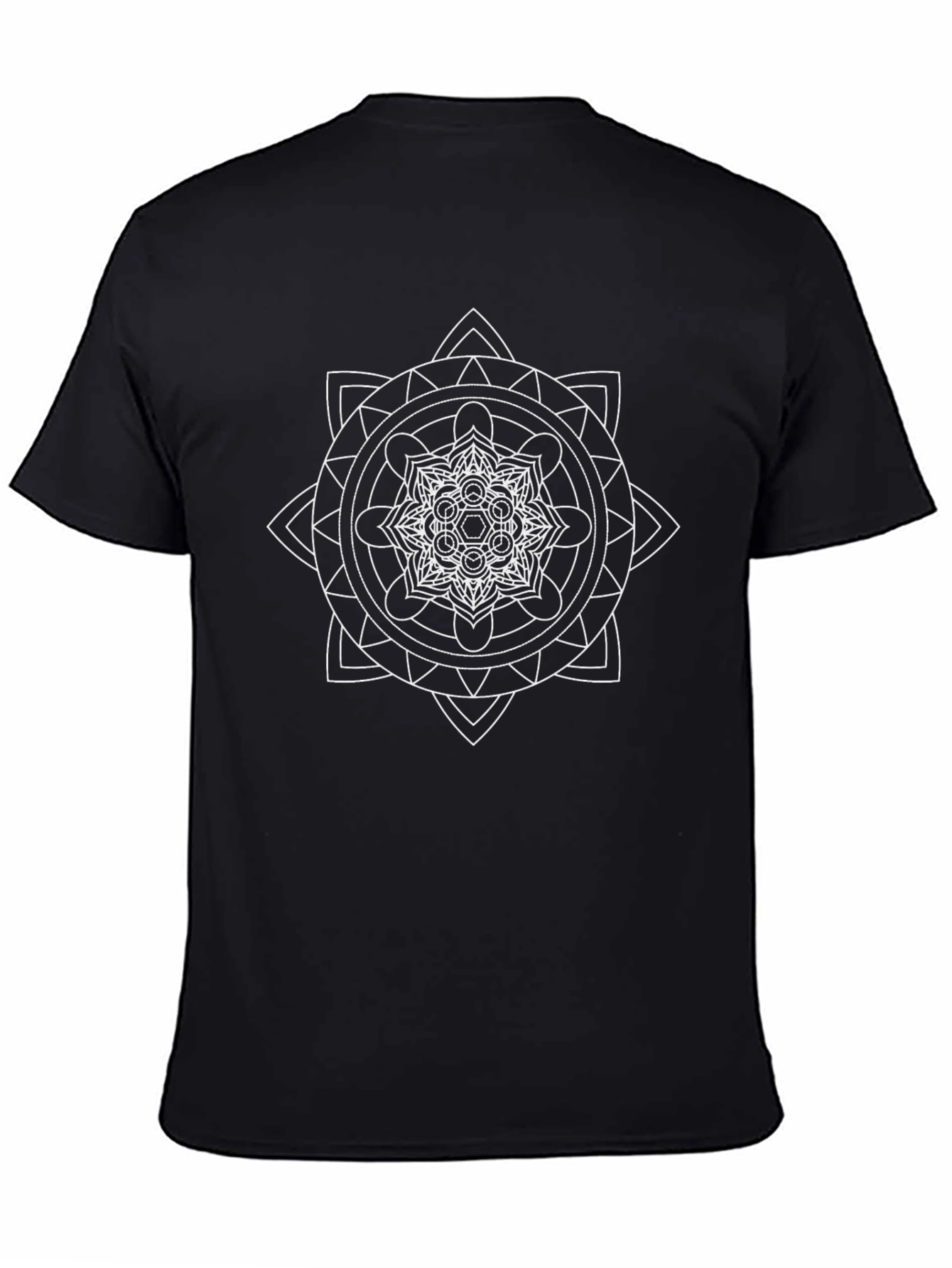 Geometric Mandala Graphic T-Shirt - Black