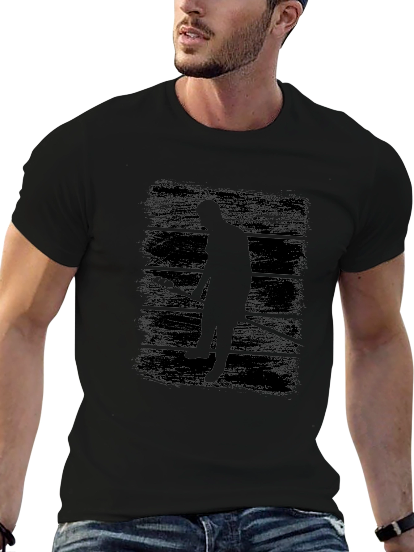 Lacrosse Player Silhouette Black Graphic Tee
