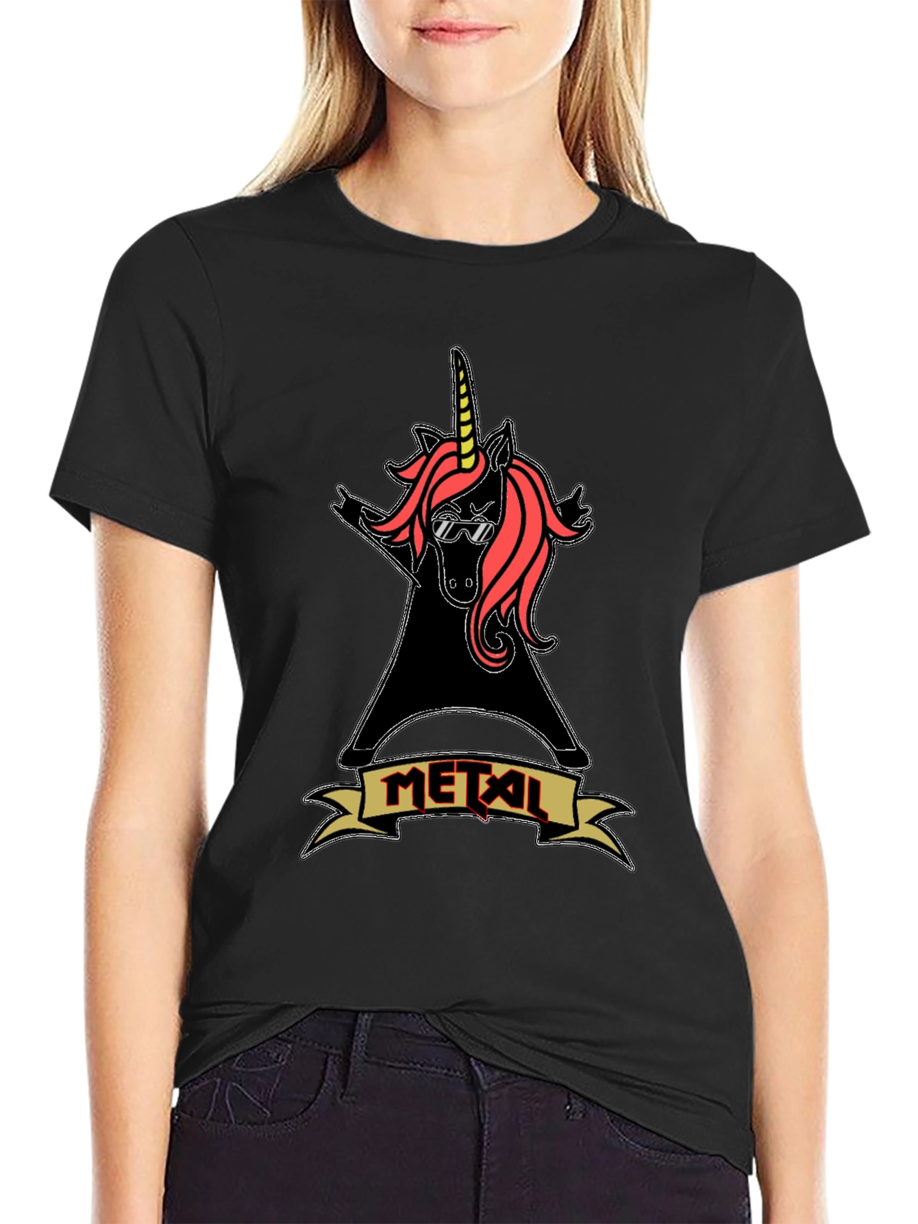 Metal Unicorn Black Graphic Tee