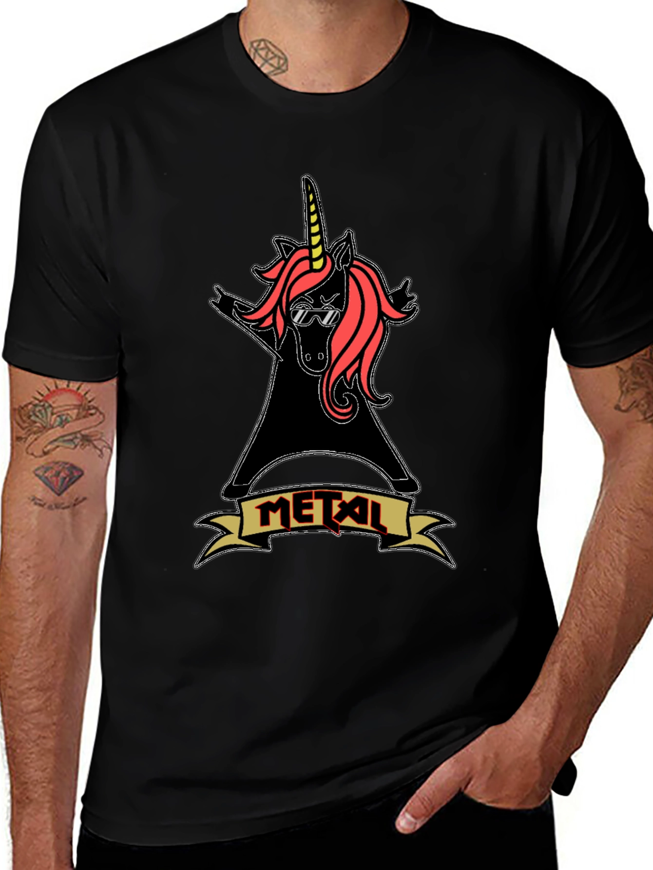 Metal Unicorn Black Graphic Tee