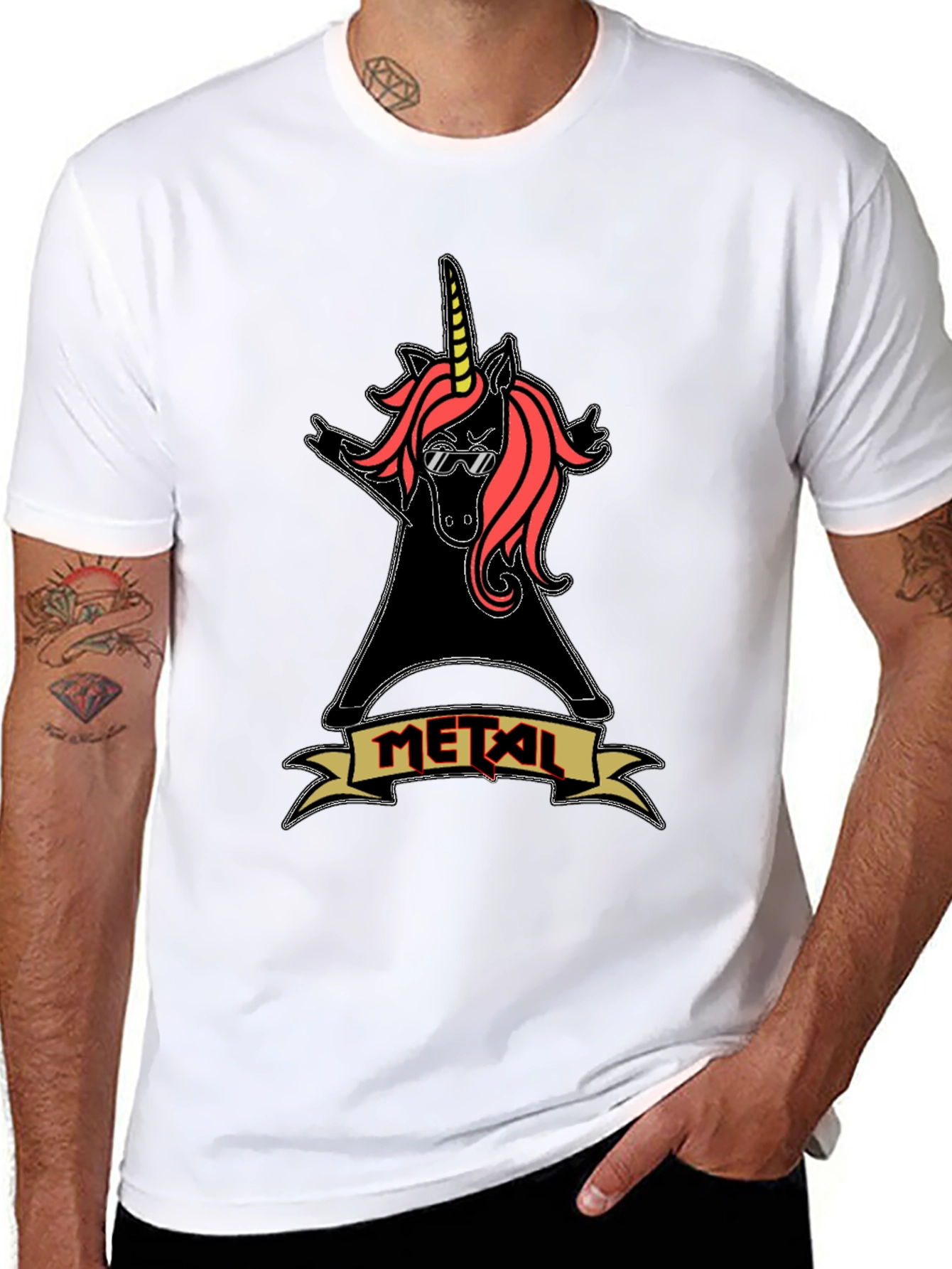 Metal Unicorn Black Graphic Tee