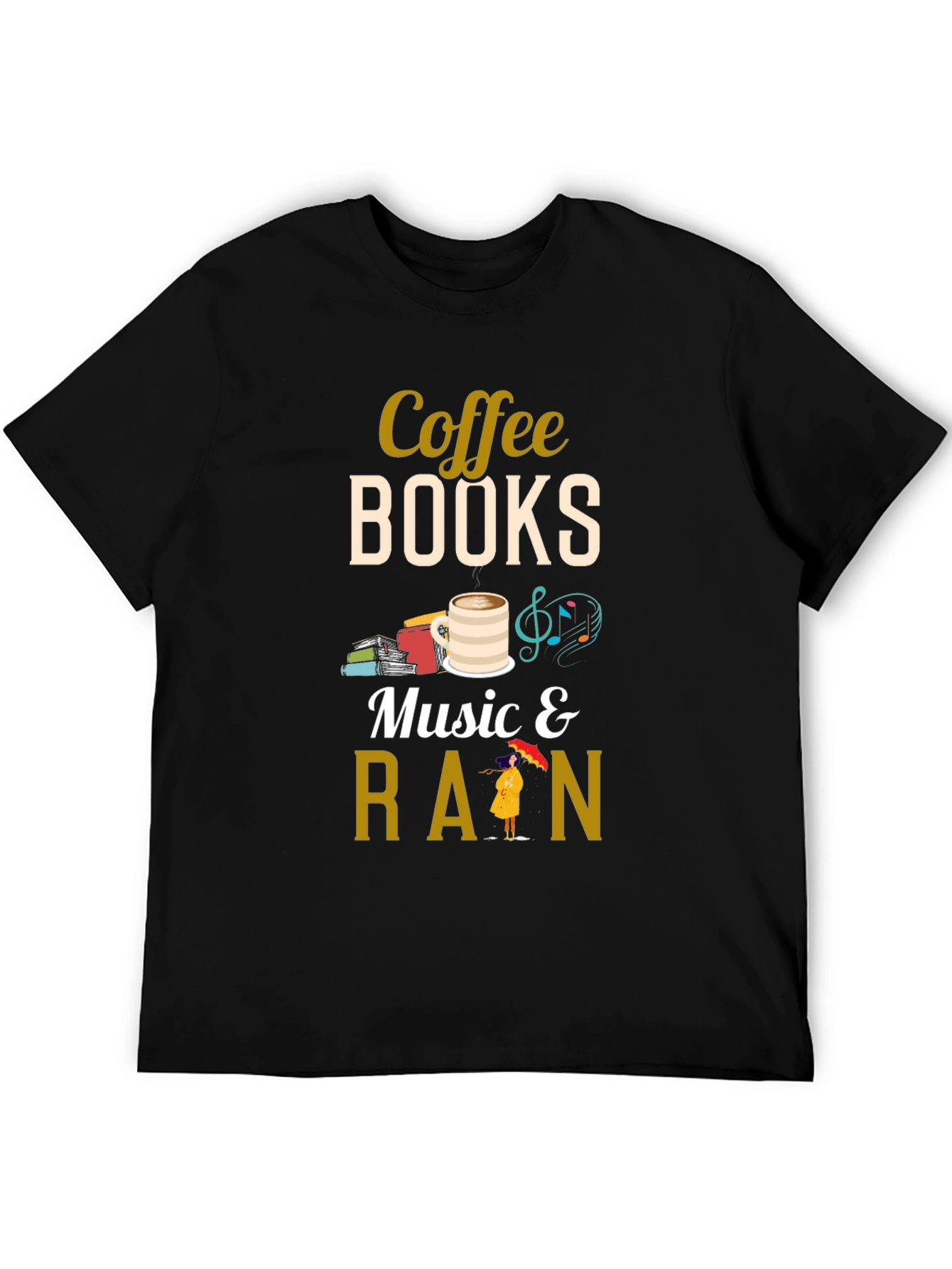 Coffee Books Music Rain T-Shirt