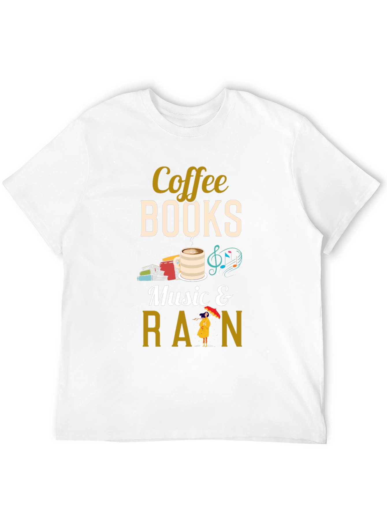 Coffee Books Music Rain T-Shirt