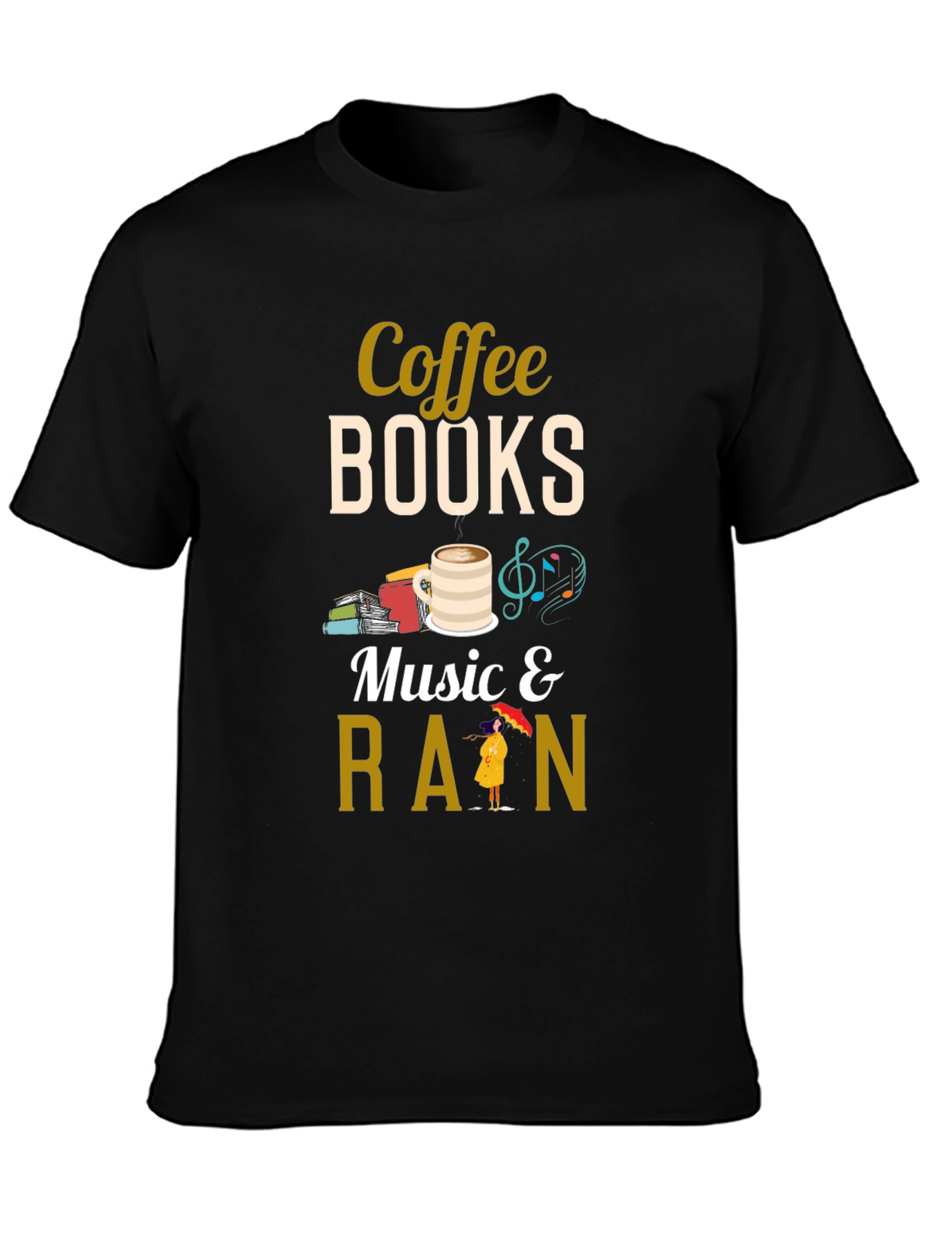 Coffee Books Music Rain T-Shirt