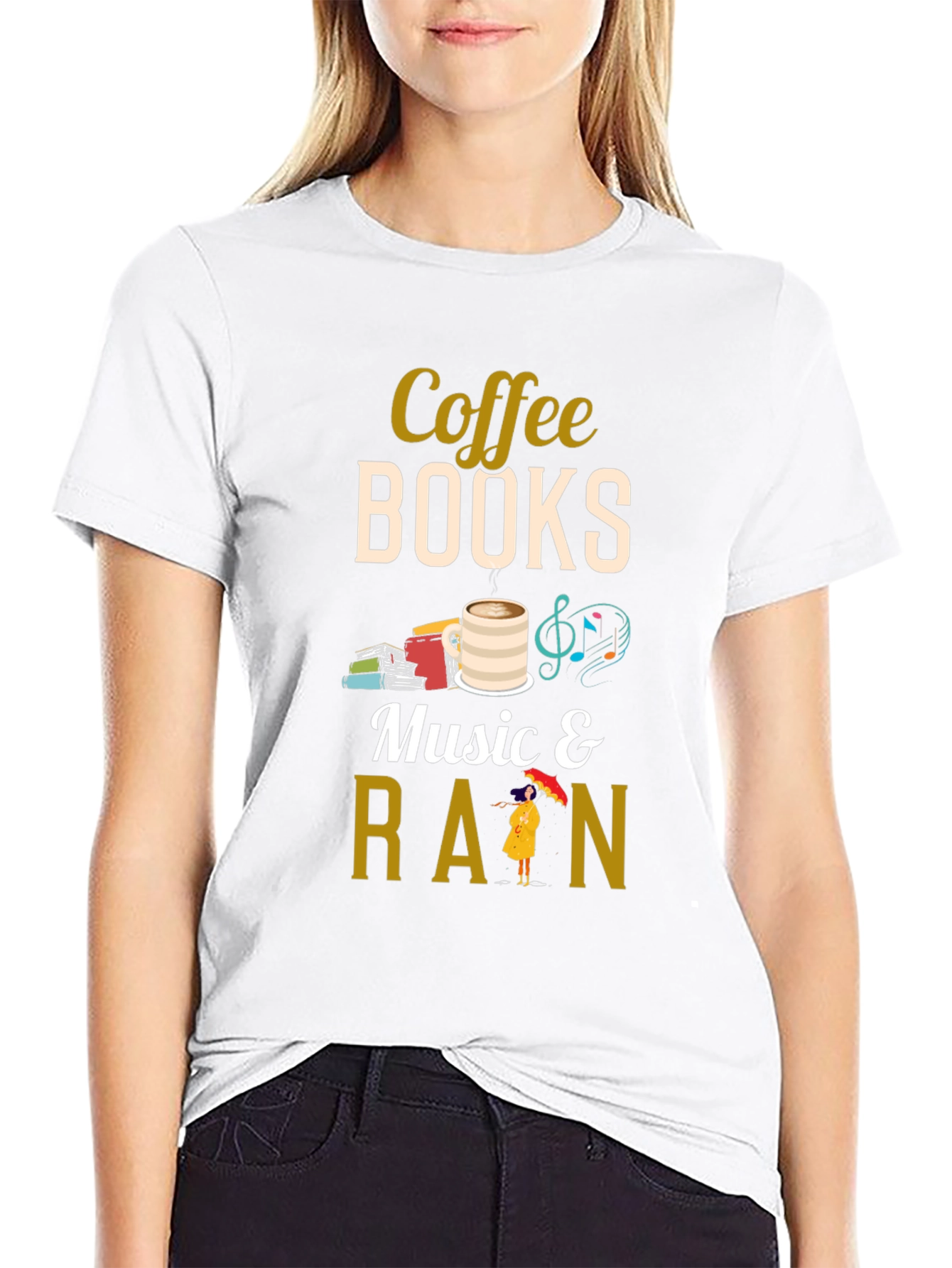 Coffee Books Music Rain T-Shirt